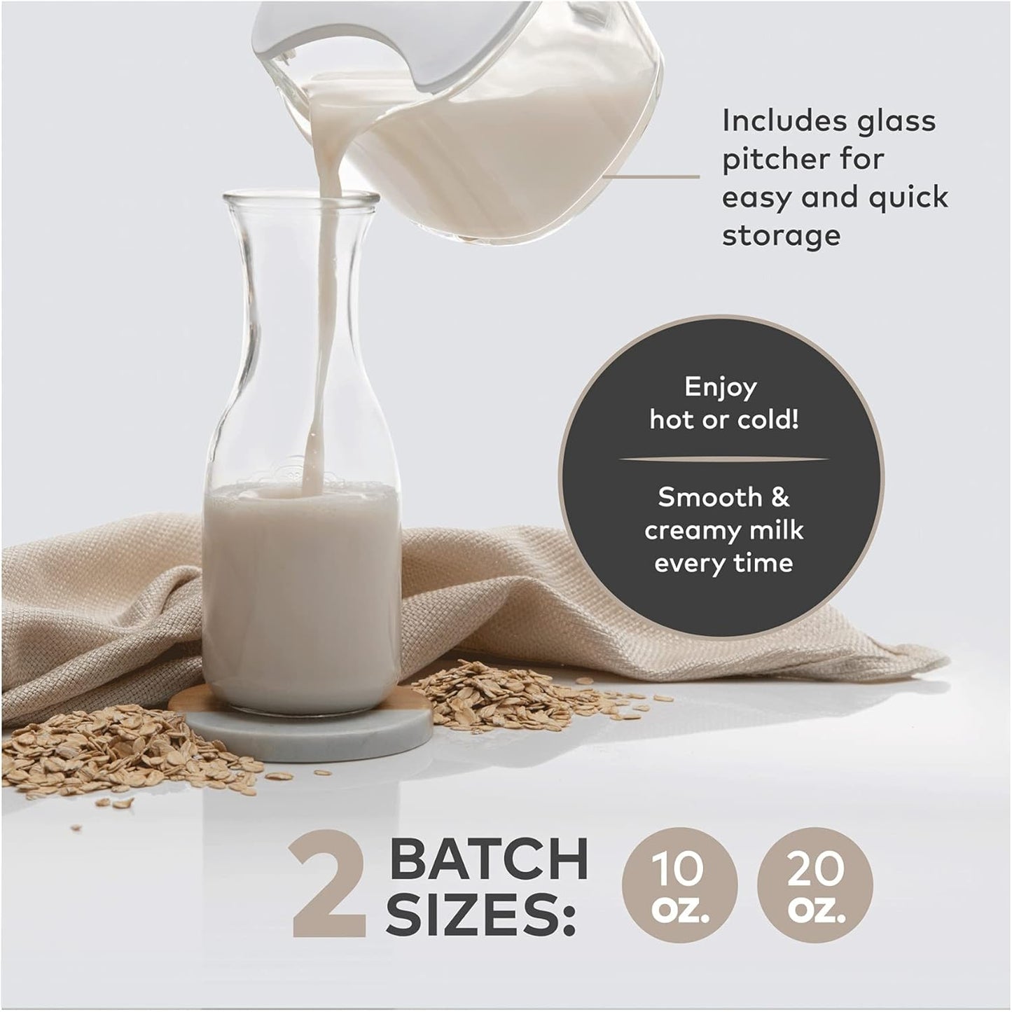 ChefWave Milkmade Dairy Alternative Vegan Nut Milk Maker Machine Almond Milk Soy Milk Oat Milk Cashew Milk Coconut Milk Macadamia Milk, No Soaking, Auto-Clean, Delay Start, Recipe Book - White