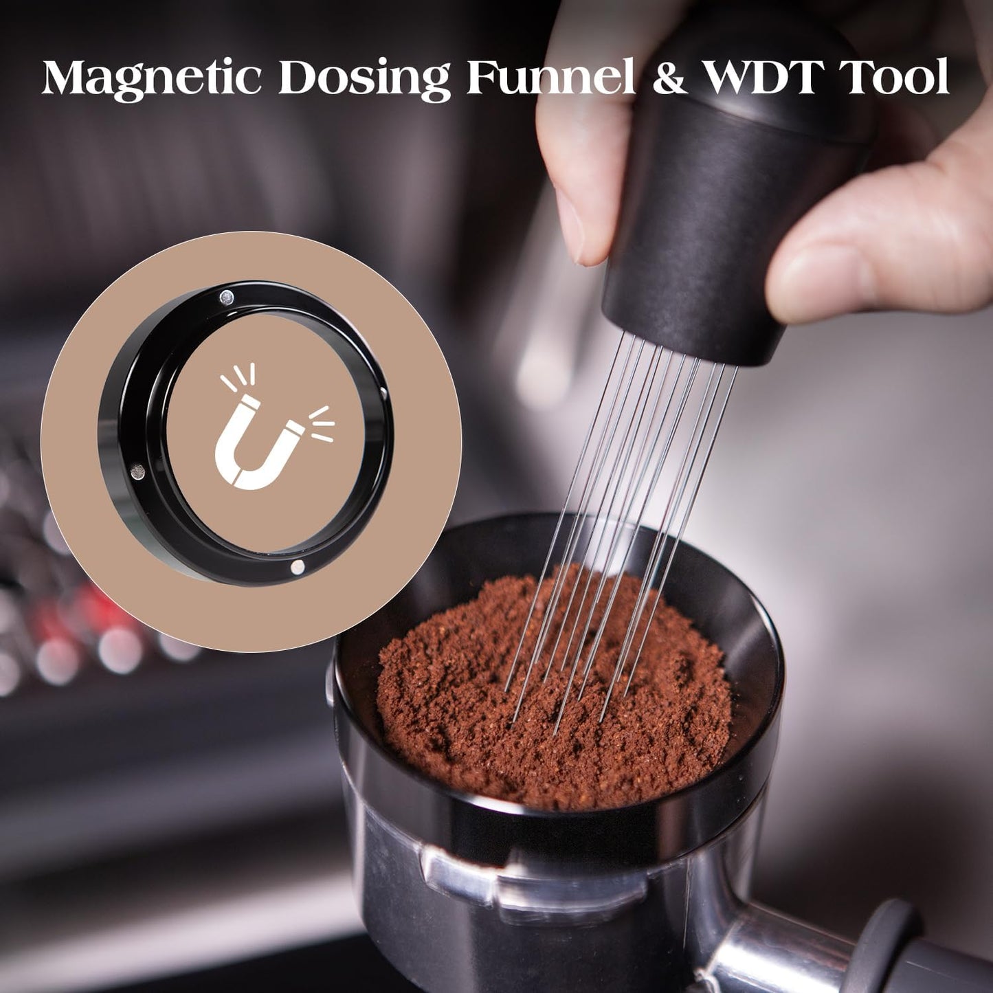 7 PCS Espresso Accessories Kit: 53.3mm Espresso Tamper, Coffee Distributor, Puck Screen, Dosing Funnel and WDT Tool Espresso Machine Accessories, Barista Tools for 54mm Portafilters