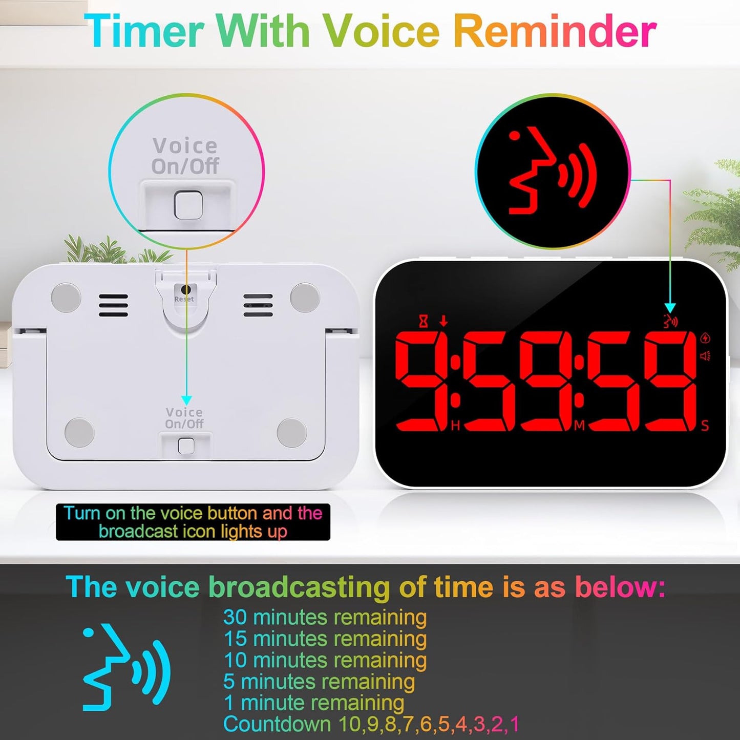 Digital Kitchen Timer - Magnetic Countdown Countup Timer with Large LED Display Volume Adjustable with Sound Alert Function Easy for Cooking and for Seniors and Kids to Use-Red