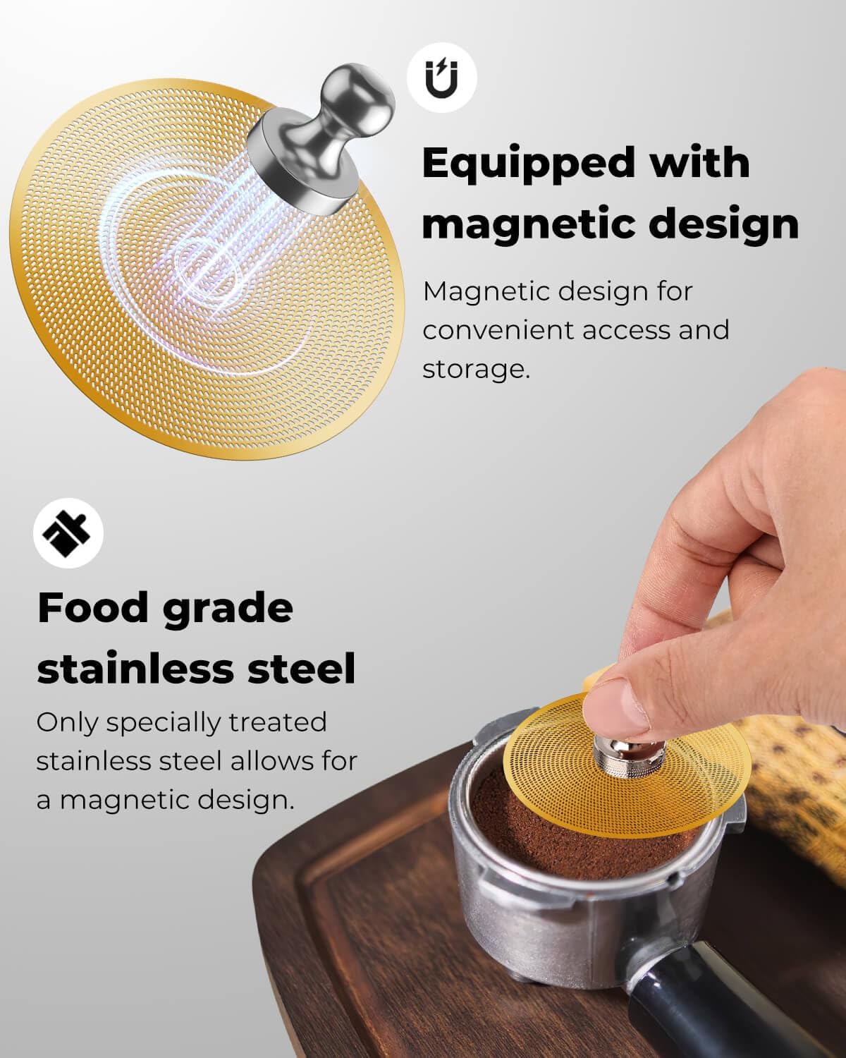 3 Pcs 58mm Espresso Puck Screen - 0.2mm Ultra Thin Espresso Puck, Metal Reusable Coffee Filter, Compatible with Espresso Machine 58mm Portafilter Basket (Golden)