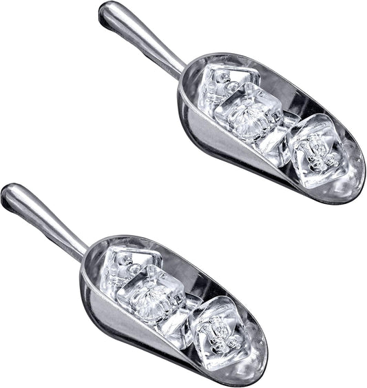 Amazing Abby - Elsa - 5-Ounce Aluminum Ice Scoops (Set of 2), Cast Aluminum Utility Scoops, Food-Grade, Good for Home and Commercial Use, NOT Dishwasher-Safe, Hand-Wash Recommended
