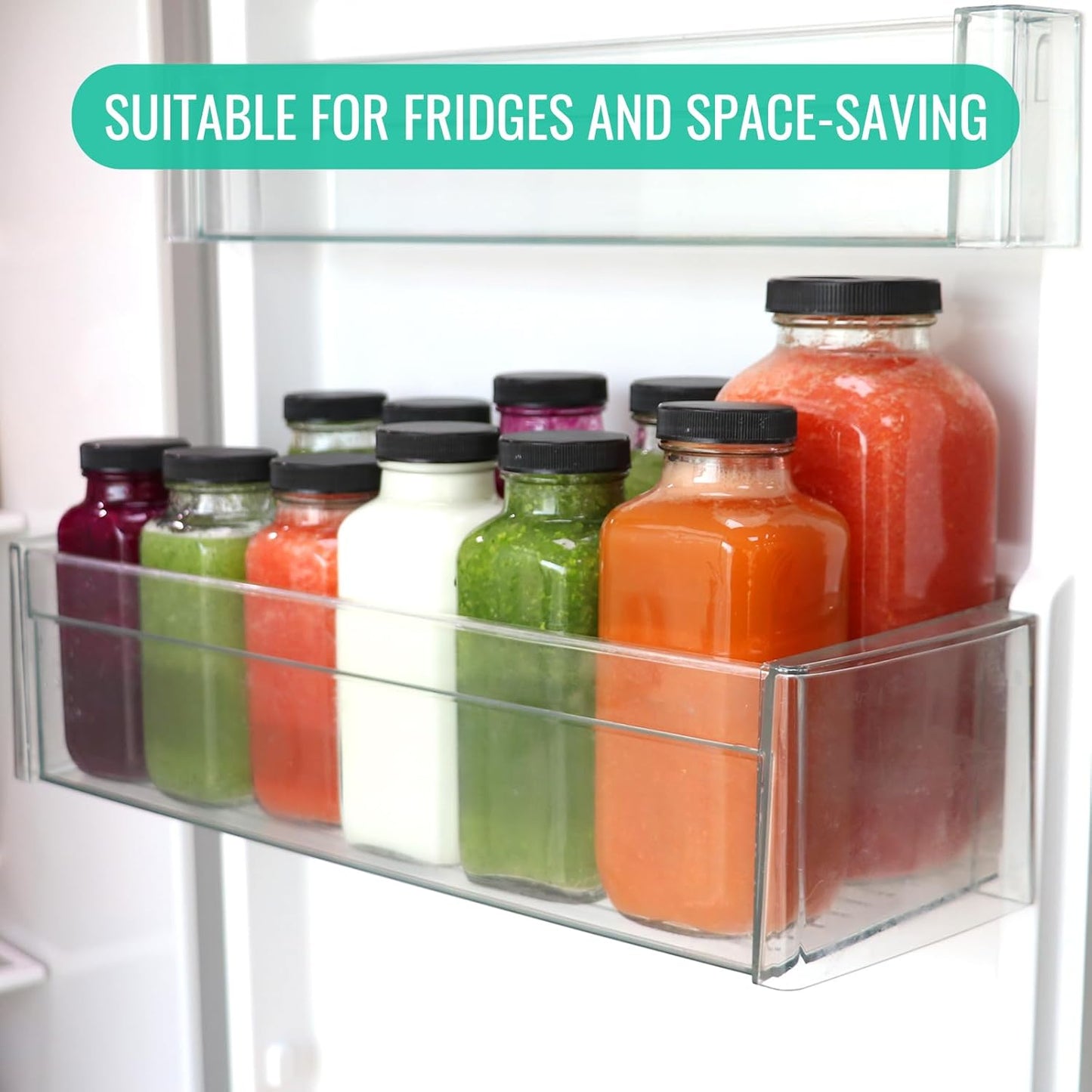 16 oz Glass Juice Bottles with Lids 12 Pack,Reusable Glass Drink Bottles,500ml Water Drinking Jars for Milk,Juicing,Kombucha,Ginger,Beverage Glassware,Juice Drinking Jars