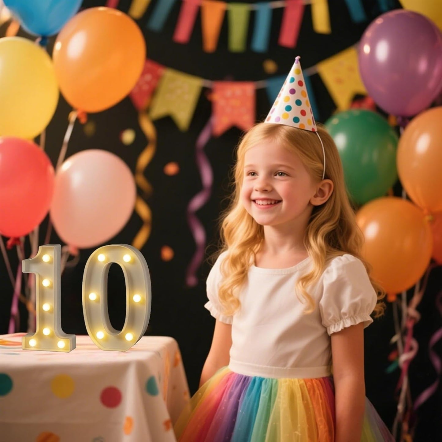 Foaky Decorative Led Marquee Light Up Number, Marquee Light Up Number Sign for Night Light Wedding Birthday Party Christmas Home Bar Decoration Number(0)