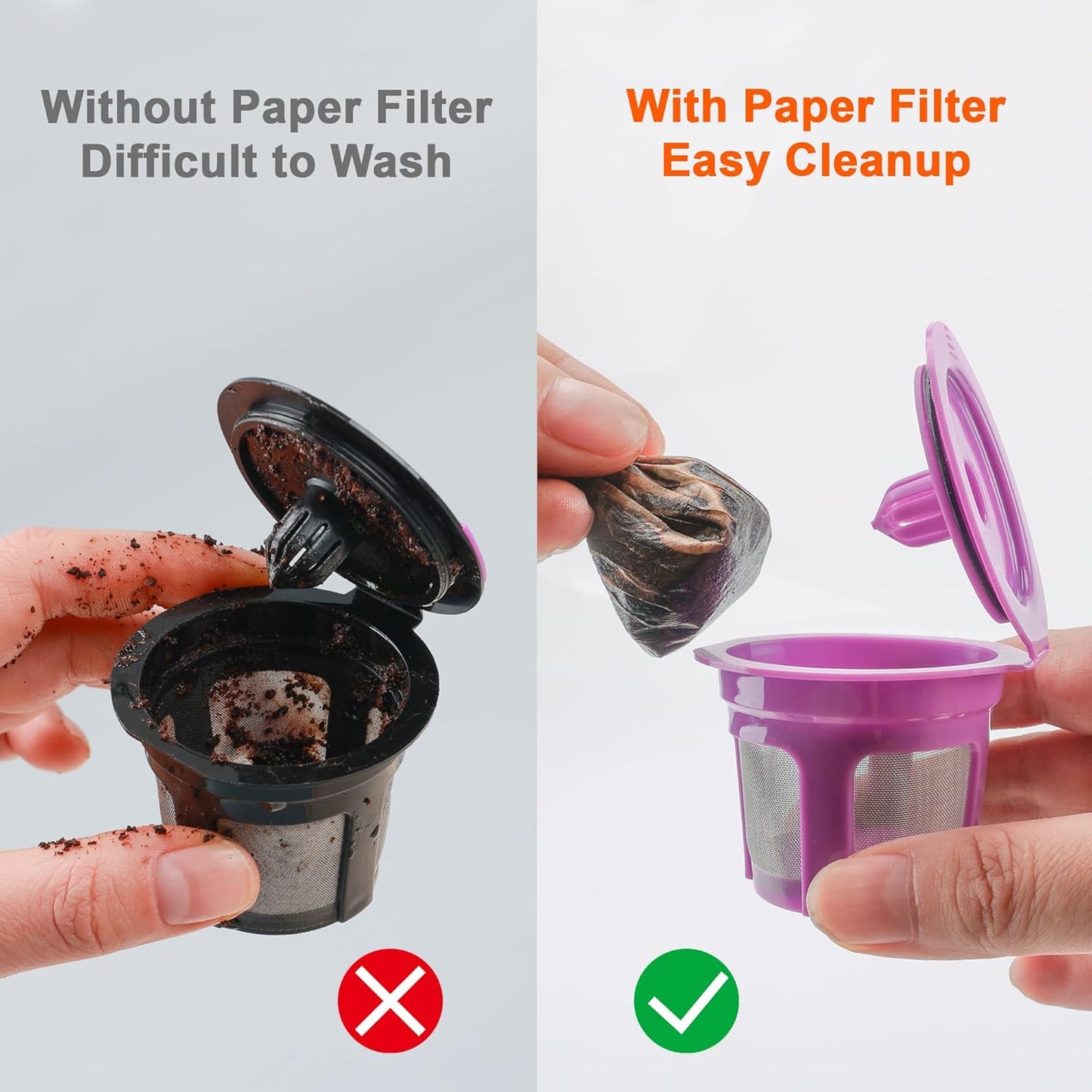 600 Count Disposable Paper Coffee Filters with 4 Pack Reusable K Cups, Compatible with Keurig 2.0 and 1.0 Coffee Maker