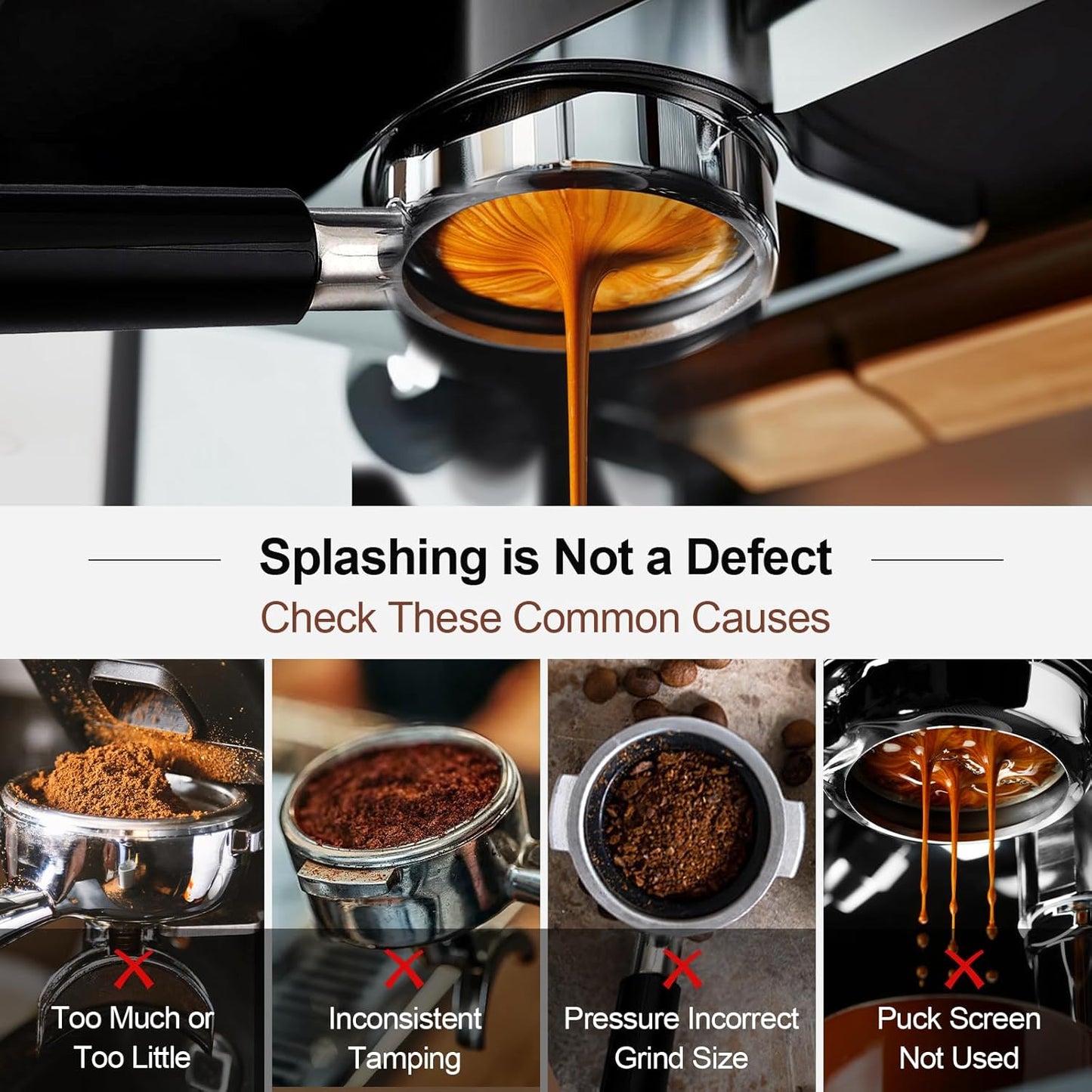 51mm Bottomless Portafilter & Puck Screen, 3 Ears Stainless Steel Head, Only Compatible with De'Longhi EC680, EC685, EC885, and SMEG ECF01, Includes 304 Stainless Steel Filter Basket