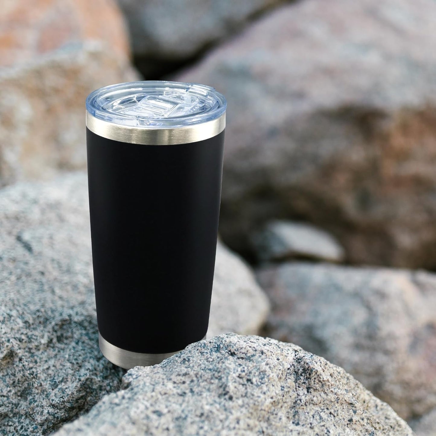 20oz Tumbler Bulk Stainless Steel Tumblers with Lid Vacuum Insulated Double Wall Travel Coffee Mug Powder Coated Tumbler Cup for Hot and Cold Drinks(Black, 12 pack)