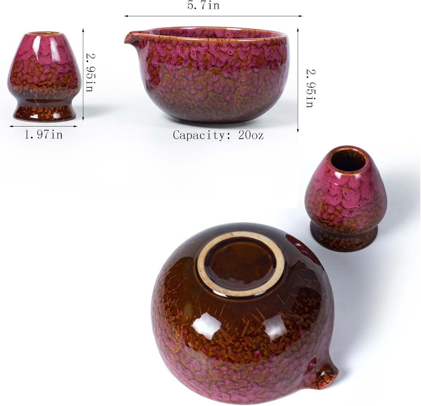 Japanese ceramic matcha bowl. 20 ounce ceramic bowl. Matcha tea bowl. A gift for matcha enthusiasts (red)