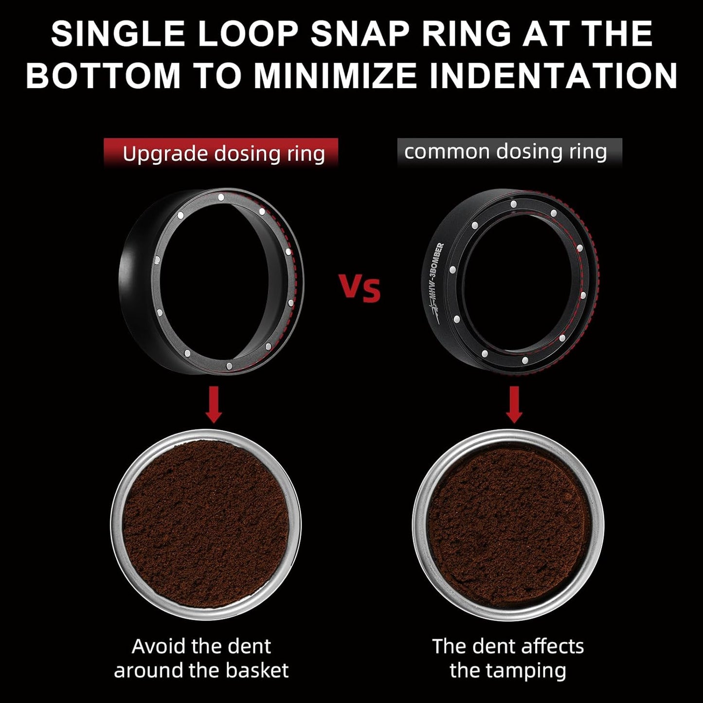 MHW-3BOMBER 54mm Espresso Dosing Funnel Magnetic Coffee Dosing Ring Portafilter Funnel Barista Tools Compatible with 54mm Espresso Portafilter DR5547B-OS