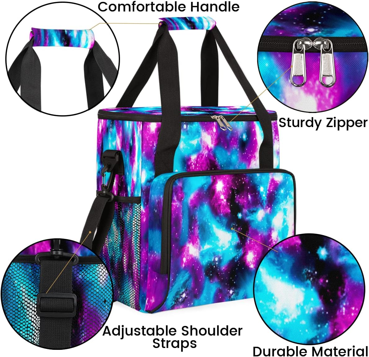 Funny Galaxy Coffee Maker Carring Bag Glitter Space Travel Storage Tote Bag Compatible with Keurig K-Mini or K-Mini Plus Portable Single Serve Coffee Brewer Case with Pockets for K-cup Pods