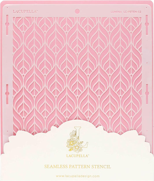 Cake Baking Stencil - Seamless Delicate Pattern for Decorating Tall Double Barrel Cake to Use with Buttercream, Royal Icing, Ganache, Paint, Airbrush (Lumina)