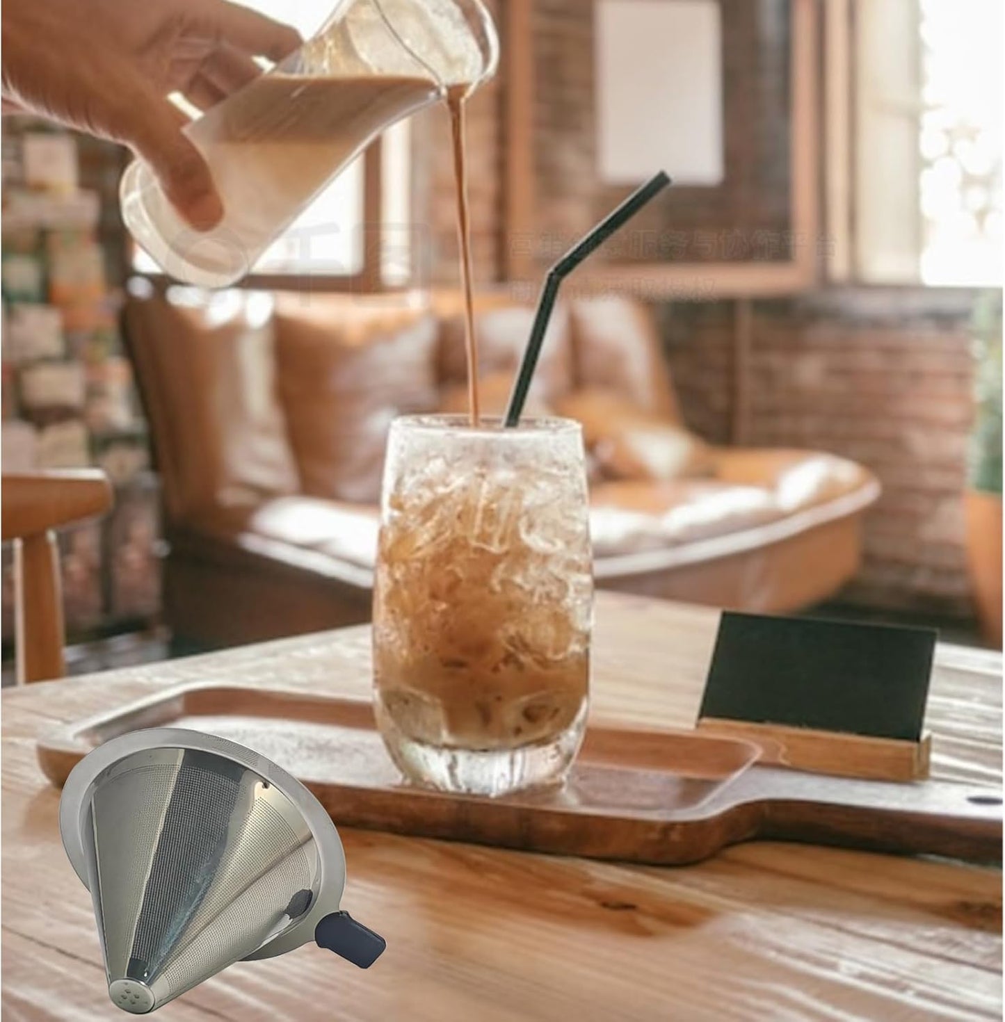 Double Mesh Pour Over Coffee Filter Set - 300+600 Mesh Reusable Stainless Steel Coffee Filter with Detachable Handle, Easy Clean, 2-in-1 for Drip/Cold Brew/Espresso,Fits Most V60/Chemex Brewers