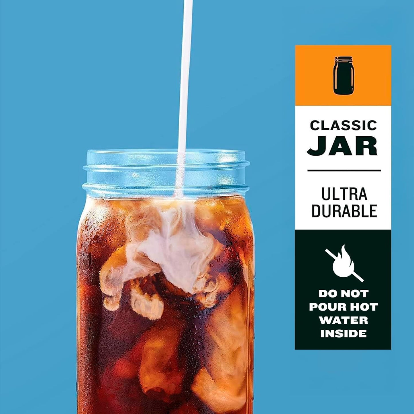 County Line Kitchen Glass Cold Brew Coffee Maker with Lid - Wide Mouth, 2 Quart (64 oz) - Heavy Duty, Leak Proof - Sun & Iced Tea Pitcher, Cold Brew Coffee, Breast Milk Storage, Water - Silver