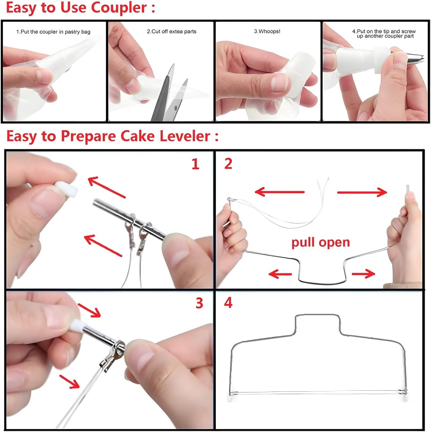 198 Pcs Cake Decorating Kit with Aluminium Alloy Cake Turntable,24 Numbered Icing Piping Tips,2 Couplers,2 Cake Spatulas,3 Comb Scrapers,8 Carved Pens, 50 Pastry Bags,50 Cake Flags