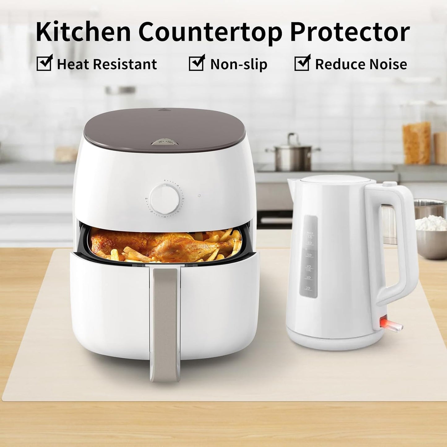 Silicone Mats for Kitchen Counter Thicker Extra Large Heat Resistant Mats Countertop Protector Liners for Bottom of Oven Air Fryer Coffee Maker, 24" x 16" x 2 mm, Translucent