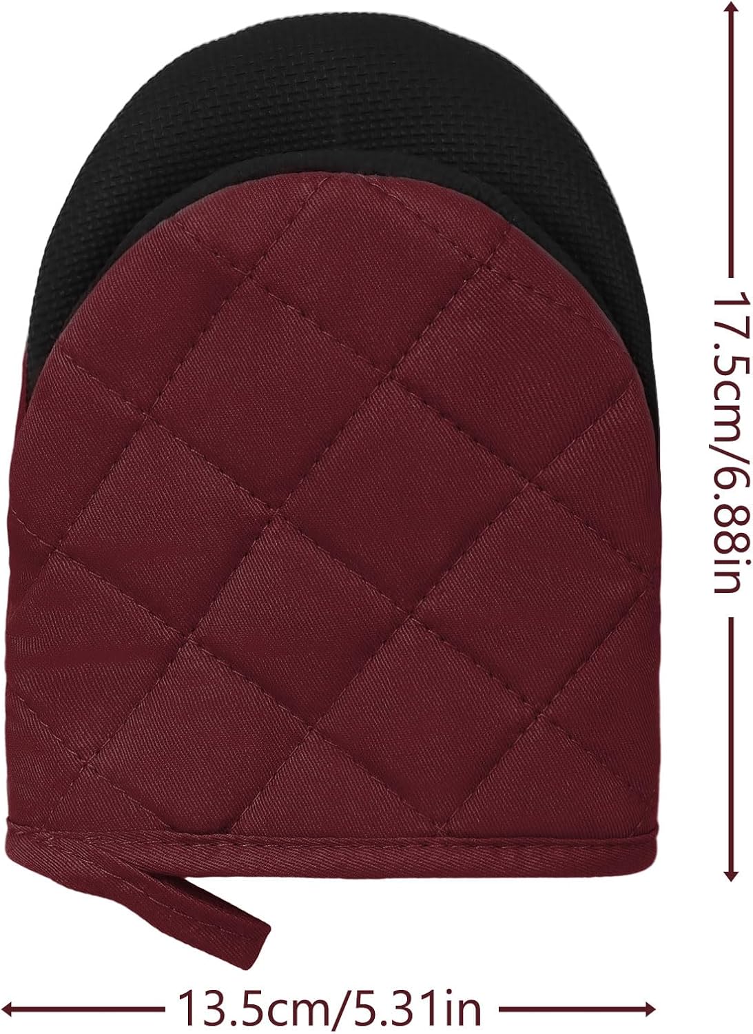 1 Pair Short Oven Mitts, Heat Resistant Silicone Kitchen Mini Oven Mitts for 500 Degrees, Non-Slip Grip Surfaces and Hanging Loop Gloves, Baking Grilling Barbecue Microwave Machine Washable