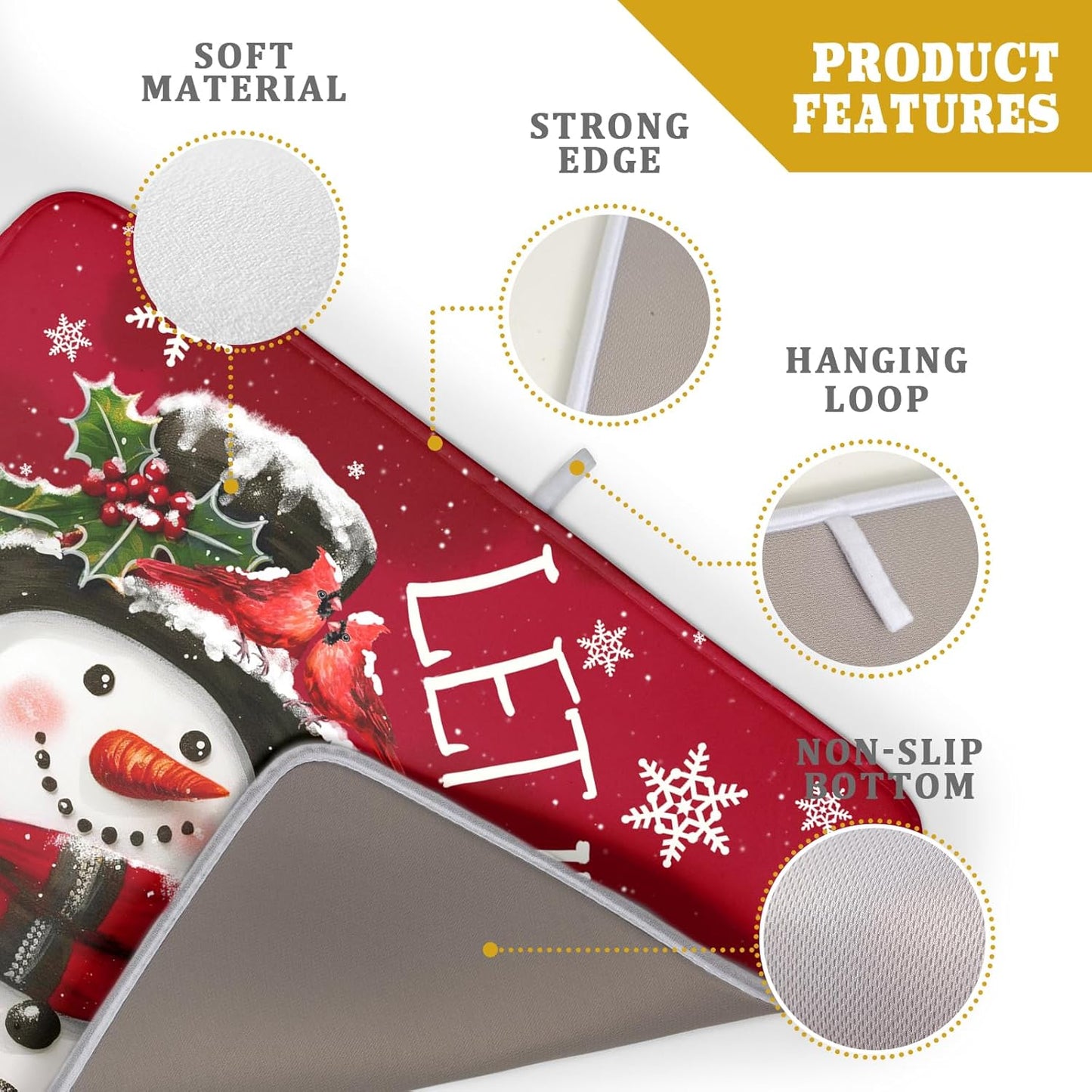 Merry Christmas Dish Drying Mat for Kitchen Counter 18x24 Inch Let It Snow Dish Draining Mat Xmas Snowflakes Decorations Fast Absorbent Tableware Cardinal Birld Dishes Pad for Coffee Bar Countertop