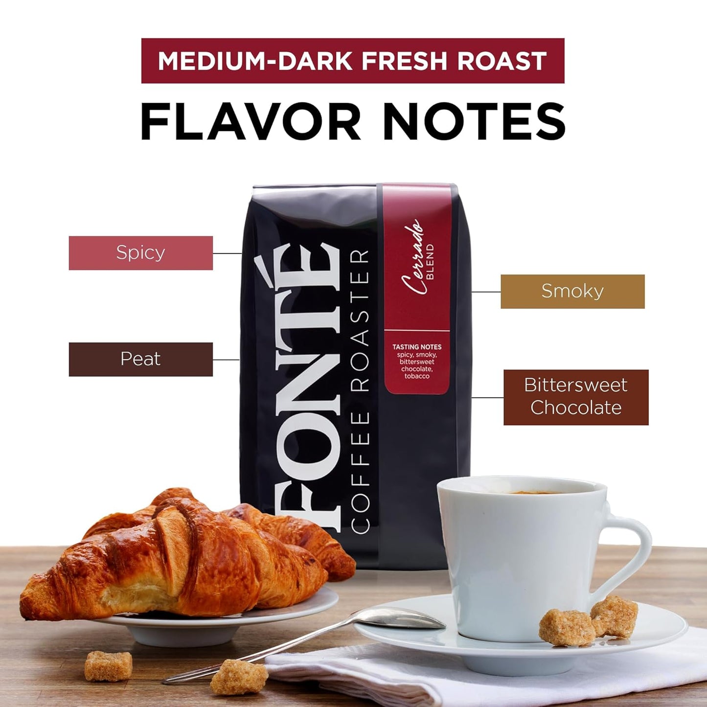 Fonte Coffee Roaster - Whole Bean Coffee - Medium-Dark Fresh Roast - Roasted in Seattle - Single Origin - 12 oz - Spicy, Smoky, Bittersweet Chocolate, Peat - Cerrado