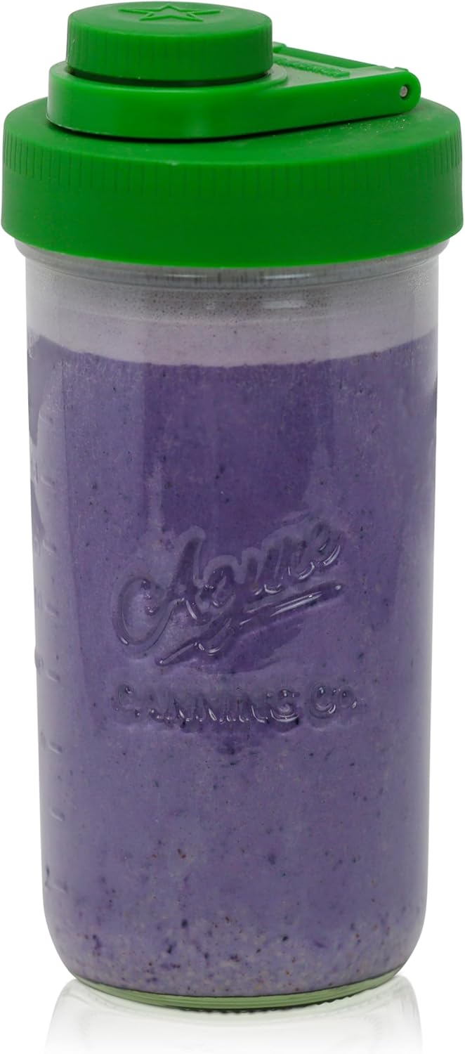 Brewing America Mason Jar Drinking Cup Pint and Half Drinking Lid and Azure 24oz Jar (2, Tractor Green)