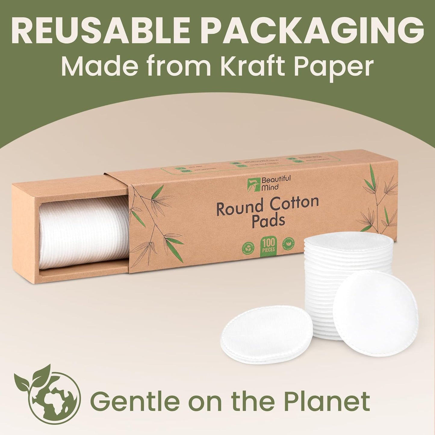 Cotton Round Pads for Face 100 Pack - 3 Layer Eye Makeup and Nail Polish Remover - Lint Free Cleansing Circle Pad for Facial Exfoliating, Toner - Travel Size Skin Care Rounds