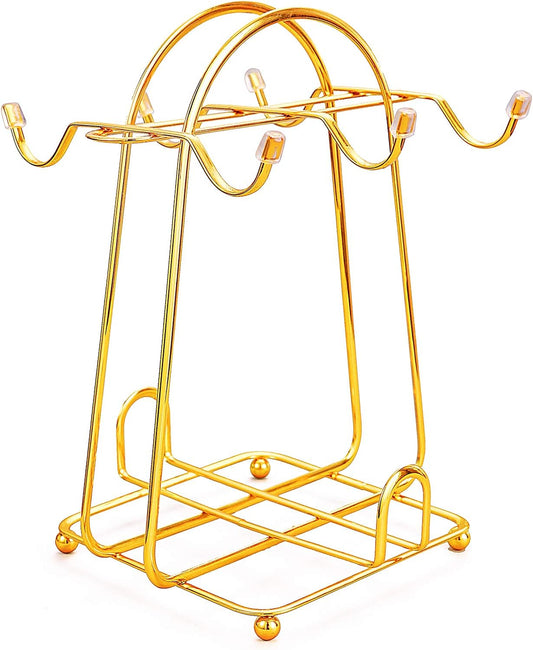 CHENP.HMC Home Storage Mug Hooks Stainless Steel Wire Rack Display Stand Service for Tea Cups,Bracket,Gold Metal Stand for Coffee Cups and Saucers.…