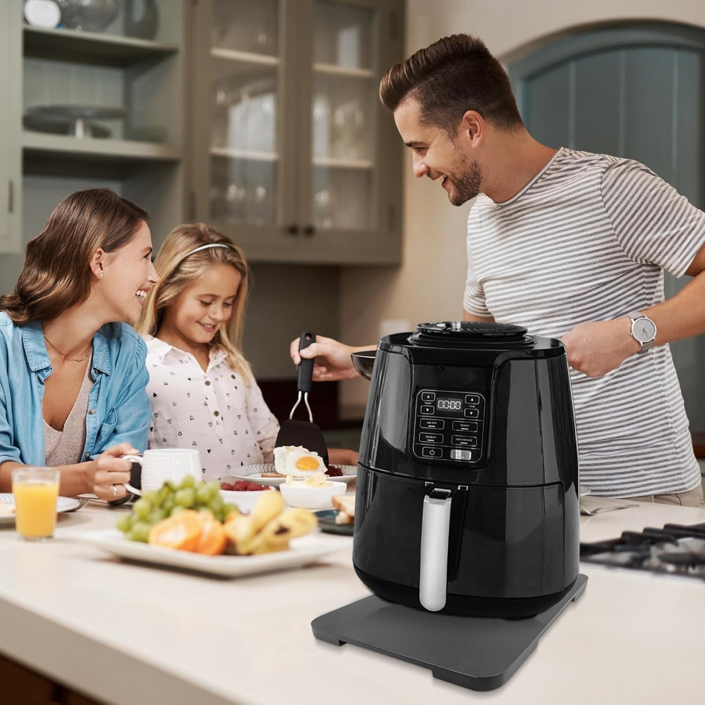 360° Rolling Tray Bamboo Appliance Slider, Appliance Sliders for Kitchen Appliances Sliding Tray for Coffee Maker Appliances Mat Easily from Under The Cabinet Black(13.9"×9.4")