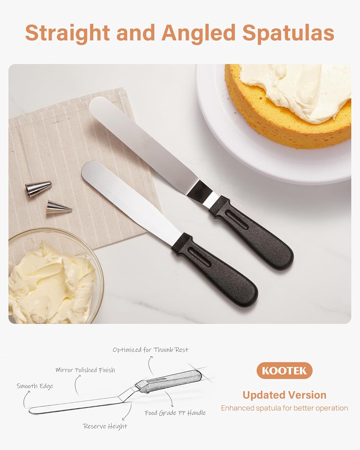 Kootek 230PCs Cake Decorating Kits, Baking Supplies Tools with Cake Stand Turntable, Piping Bags and Tips, Cake Leveler, Frosting Icing Spatulas & More Accessories for Cake Cupcake Decorations