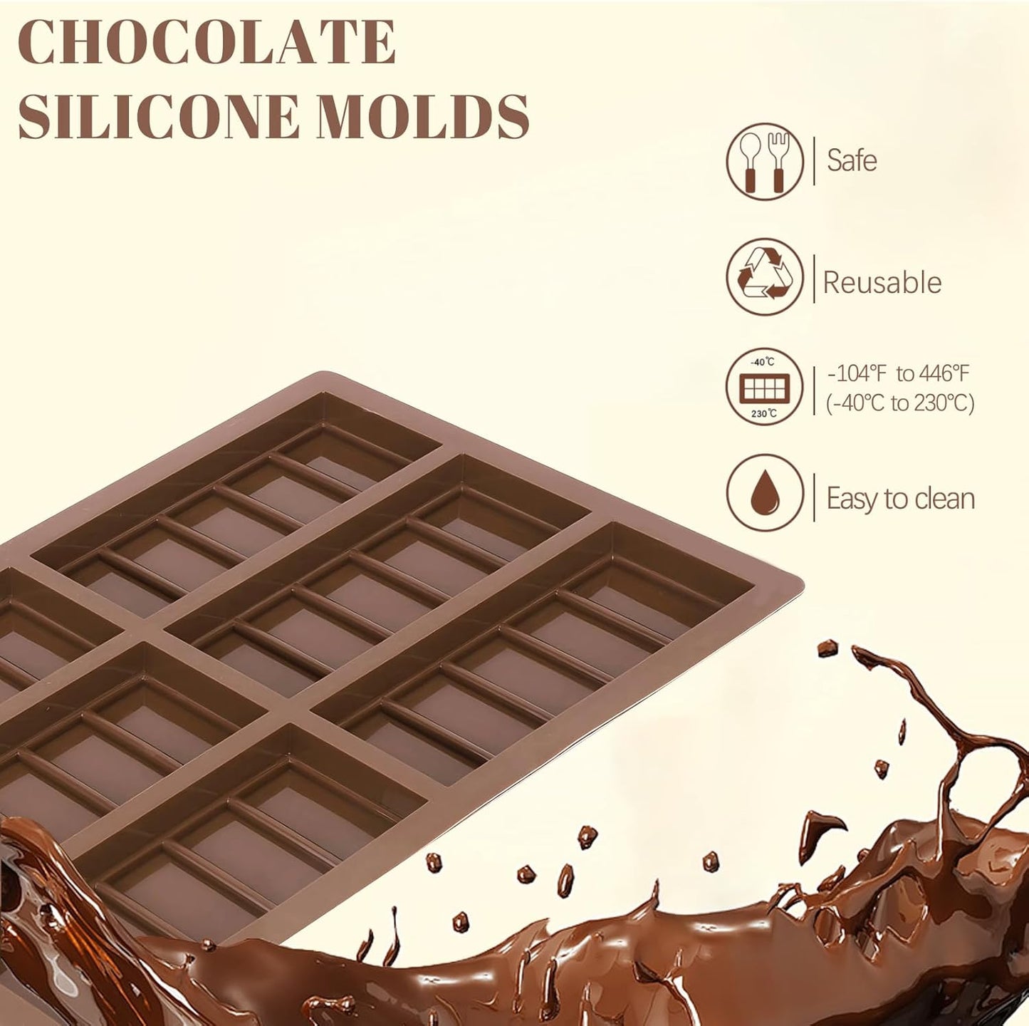 2 Pack Chocolate Bar Mold Deep for Stuffed Bar, Non-Stick Thick Chocolate Molds, Silicone Chocolate Candy Molds for Knafeh Pistachio Chocolate Bar, Candy, DIY Handmade Gifts (2 Pcs Diamond)