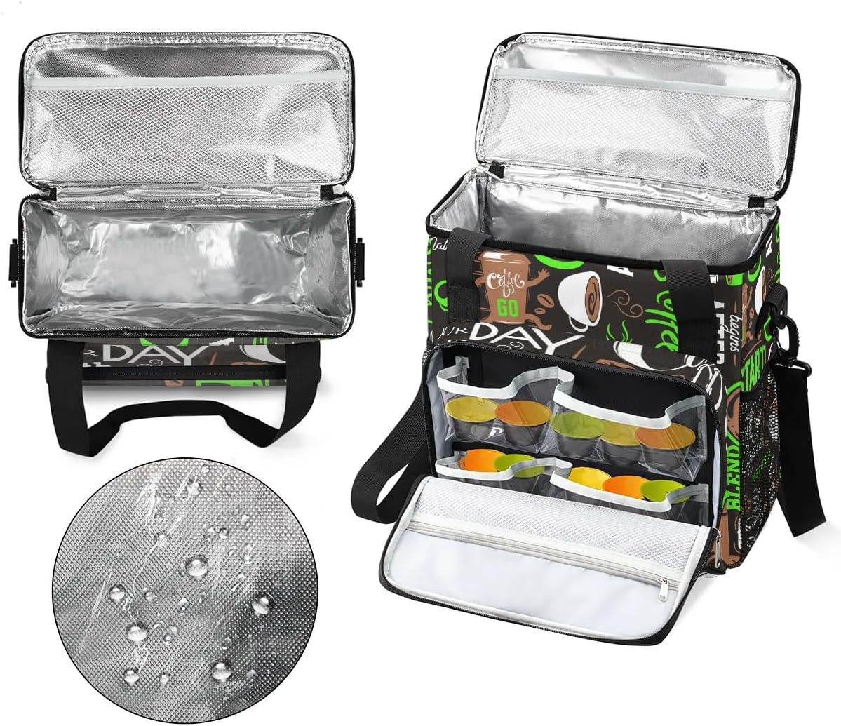 coffee beans cup green Coffee Maker Carring Bag Travel Carrying Storage Tote Bag Compatible with Keurig K-Mini or K-Mini Plus Portable Single Serve Coffee Brewer Case with Pockets for K-cup Pods