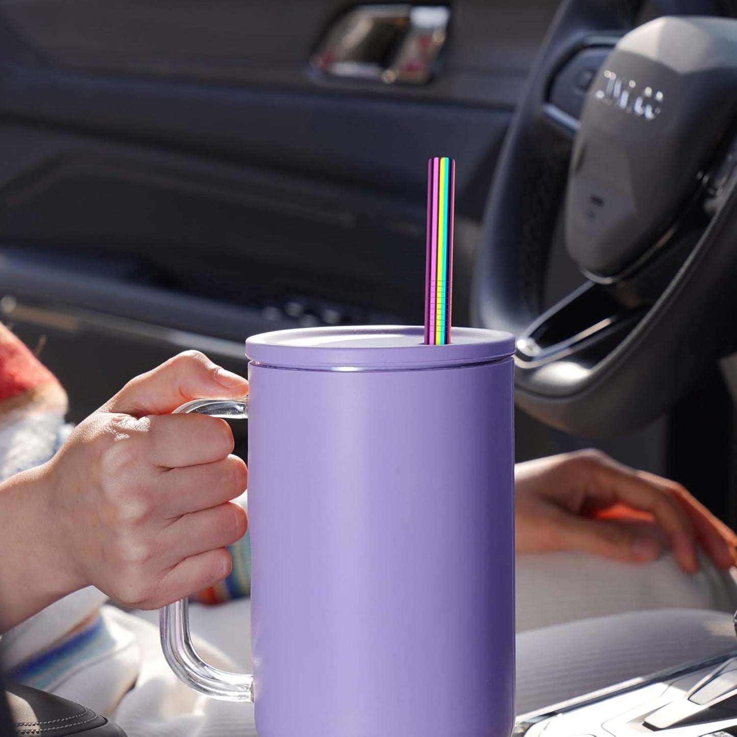 Tomorotec 8PCS Stainless Steel Straws for Stanley Tumbler 40oz, 12" Metal Straws for Stanley Cup with Brush, Reusable Drinking Straws for Smoothies, Milkshakes, Dishwasher Safe & BPA-Free (Iridescent)