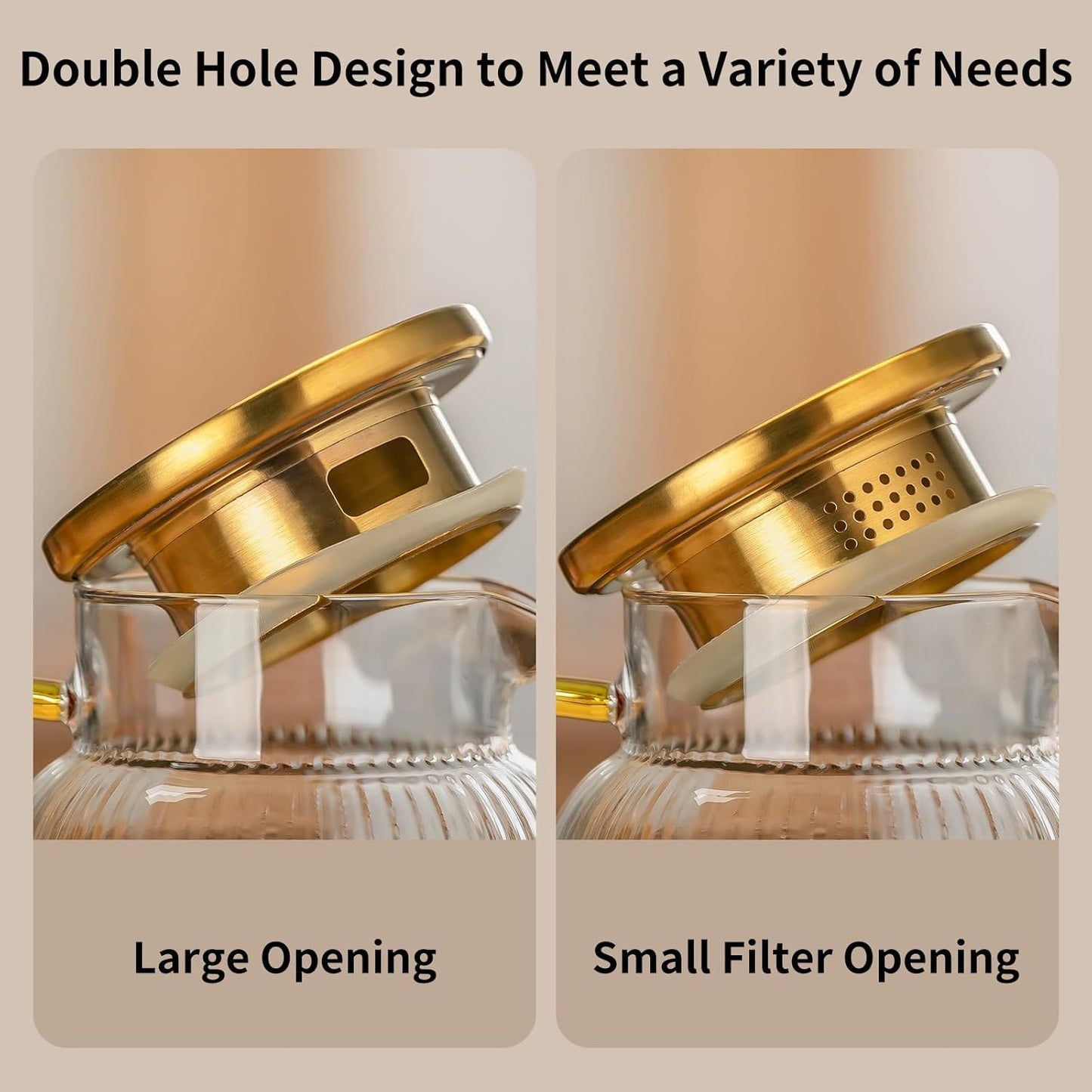 2 PACK Glass Pitcher with Lid, 68 oz/ 2 Liter Classic Vertical Stripes Water Pitcher with Yellow Handle,Glass Water Carafe for Cold Brew, Coffee, Lemonade, Iced Sun Tea,Beverage,Heat Resistant