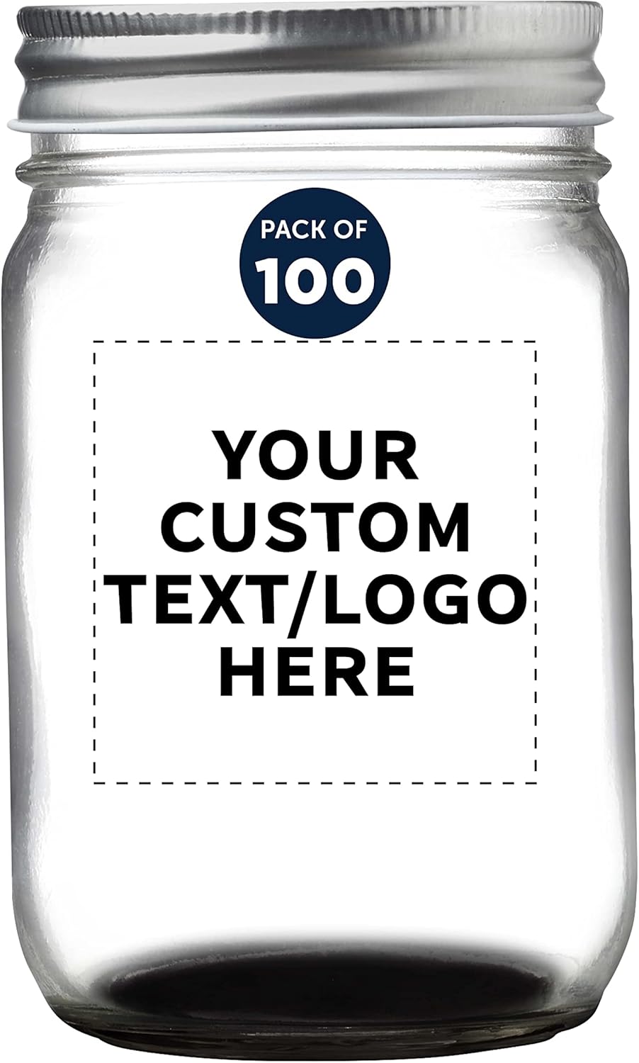 DISCOUNT PROMOS 100 Decorating Mason Jars Set, 12 oz. - Customizable Text, Logo - Canning, Aluminum Lid - Black