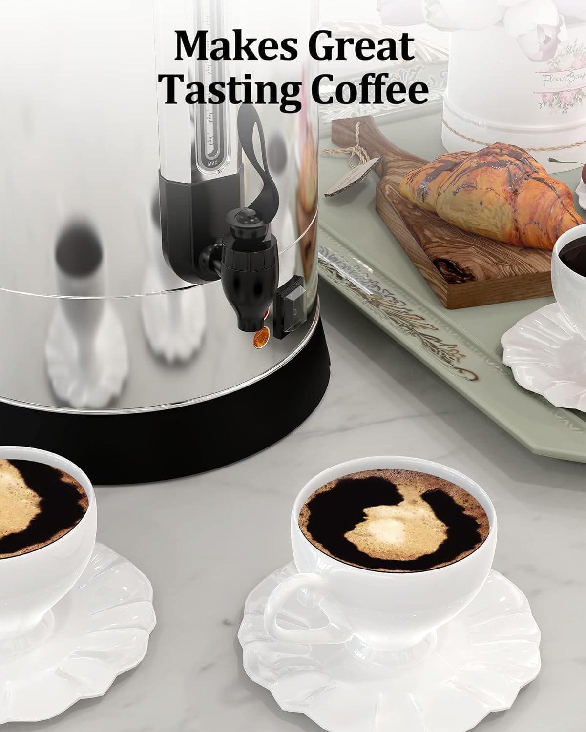 90 Cups Coffee Urn,14L Gallon Double Wall Commerical Coffee Maker for Buffet Catering Wedding Gathering,Large Capacity Hot Coffee Dispenser,Stainless Steel Hot Water Urn