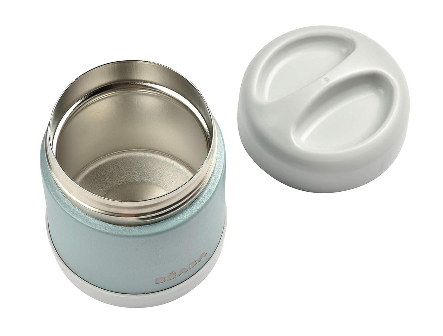 Beaba Stainless Steel Insulated Food Jar 10 oz, Kids Thermos, Lunch Containers, Leakproof, Wide Opening, Suitable for Hot and Cold Foods (Eucalyptus)