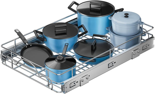 17" W*21" D Pull Out Cabinet Organizer, Home Shelf Organization, Heavy-Duty Pull Out Shelves for Cabinets, Slide Out Drawers Organizer for Kitchen, Pantry