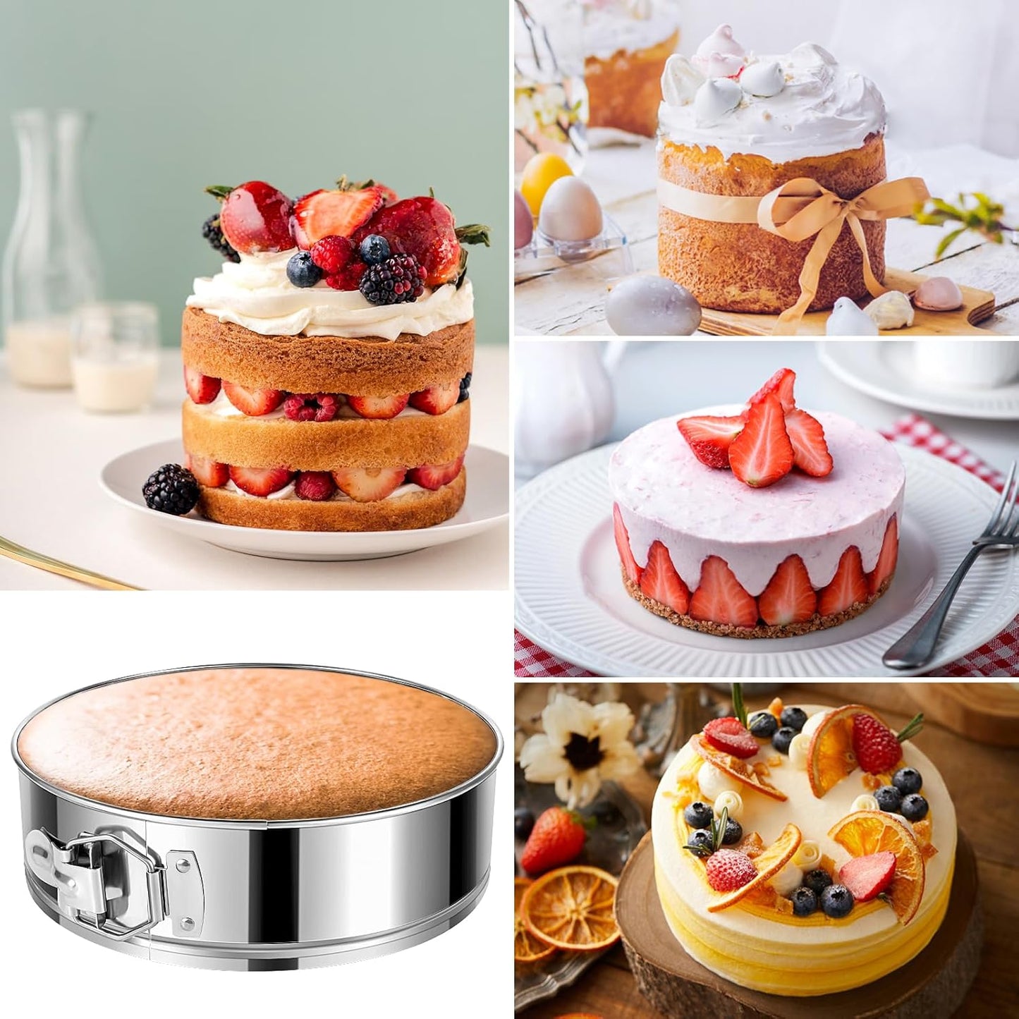 7 Inch Springform Cake Pan, Stainless Steel Springform Pans, Leakproof & Nonstick Cheesecake Pan with Removable Bottom, Round Spring Form Cake Pan For Baking
