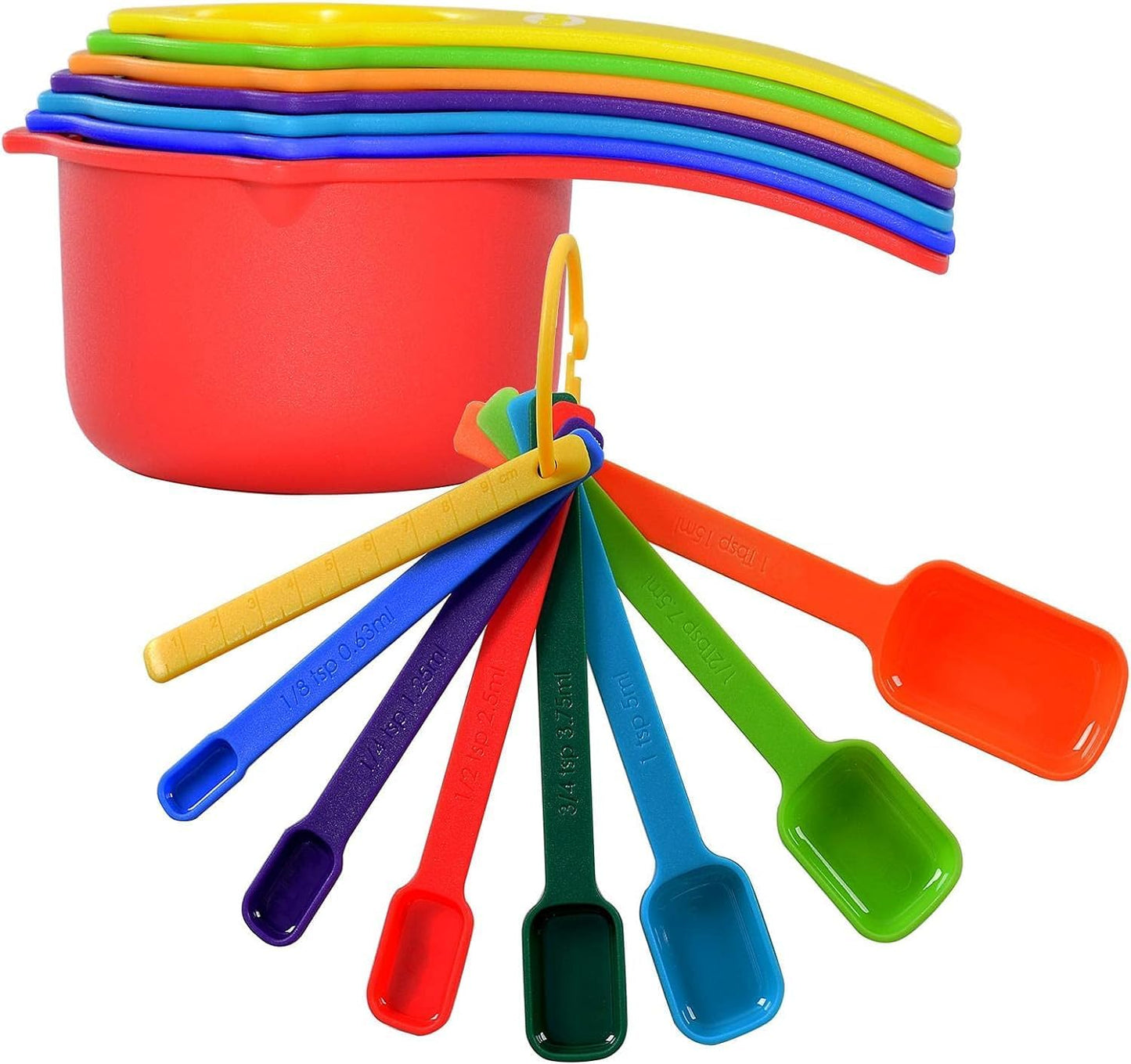 Measuring Cups and Spoons Set of 15,Assorted Colors
