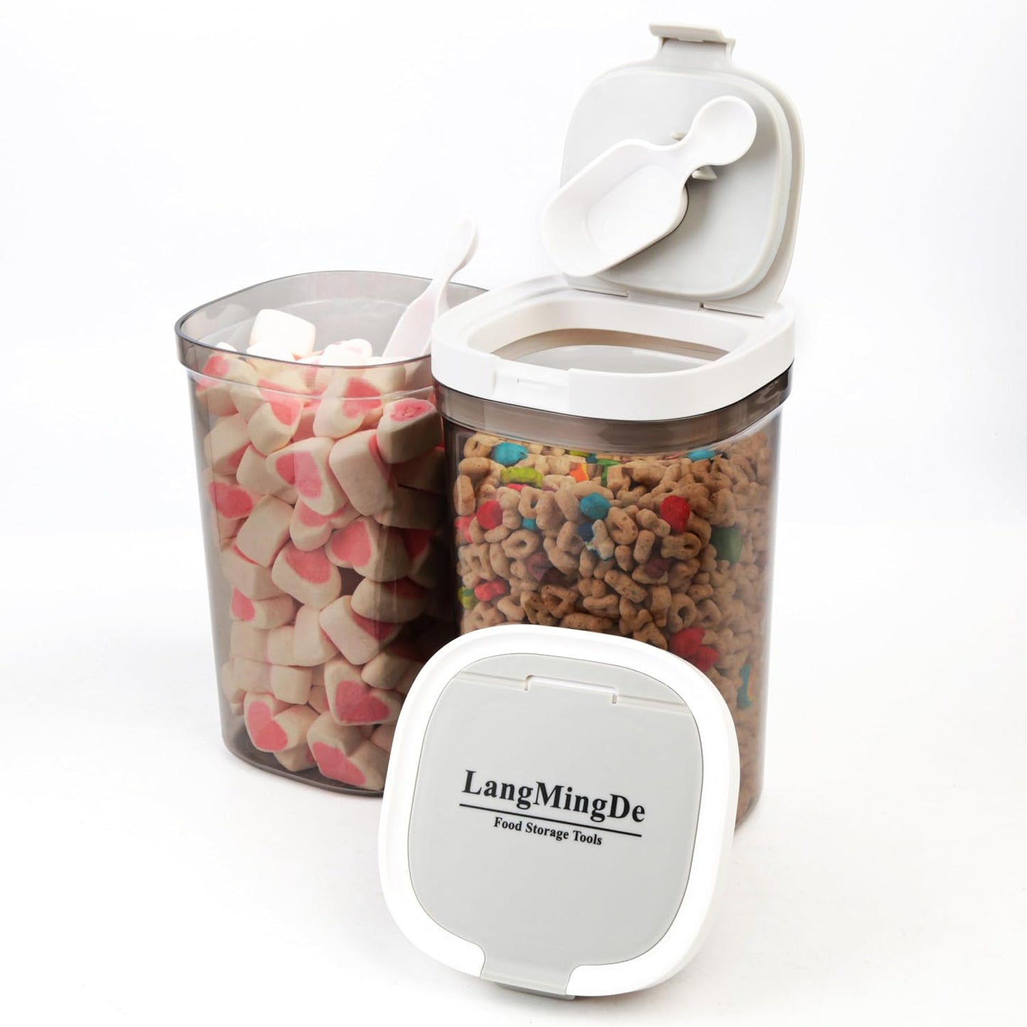 Airtight Food Storage Containers, 1.6 QT Coffee Canister Set with Magnetic Scoop, BPA Free, Ideal for Coffee, Spices, Herbs, Candy & Snacks, Keeps Freshness, Easy to Clean, 2 Pieces