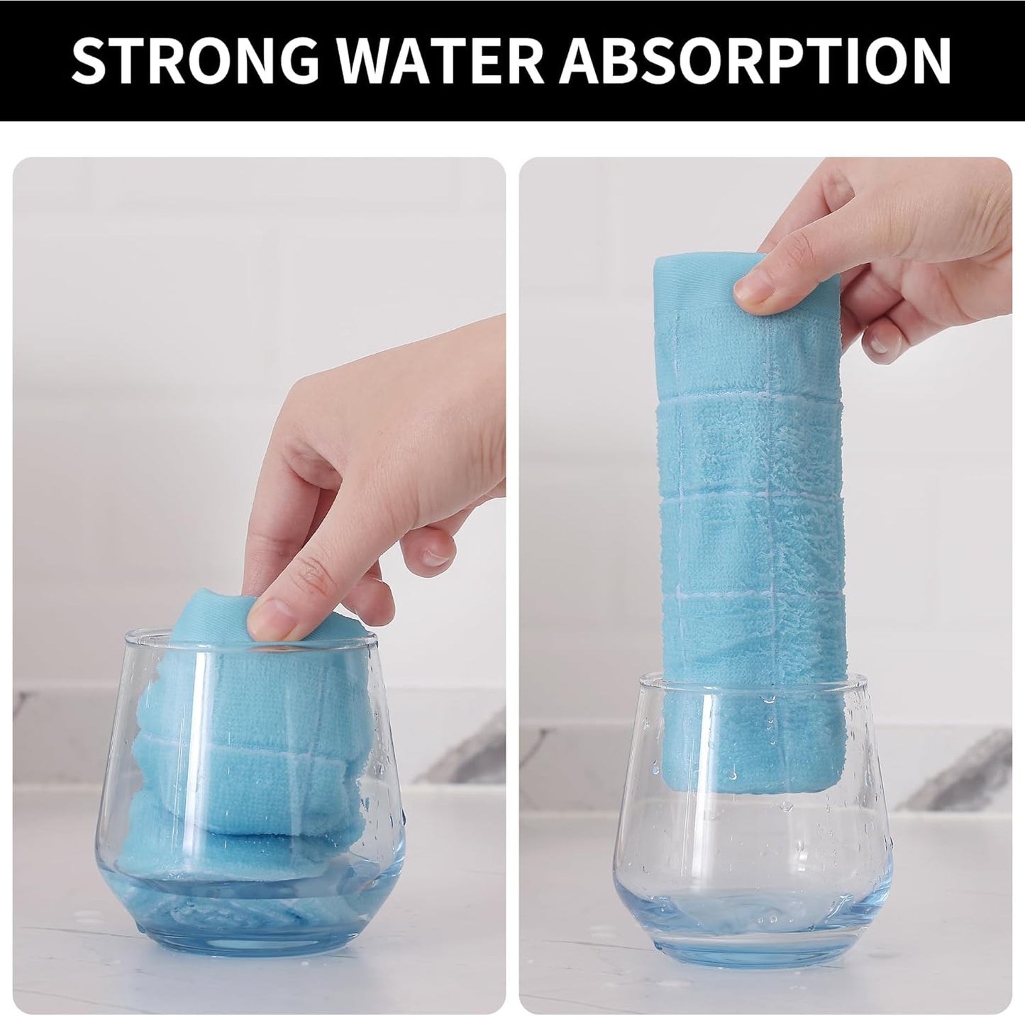 Homaxy 100% Cotton Terry Kitchen Dish Cloths, Ultra Soft and Absorbent Dish Towels for Kitchen, Suitable for Drying and Washing Dishes, 8 Pack, 12 x 12 Inches,Sky Blue