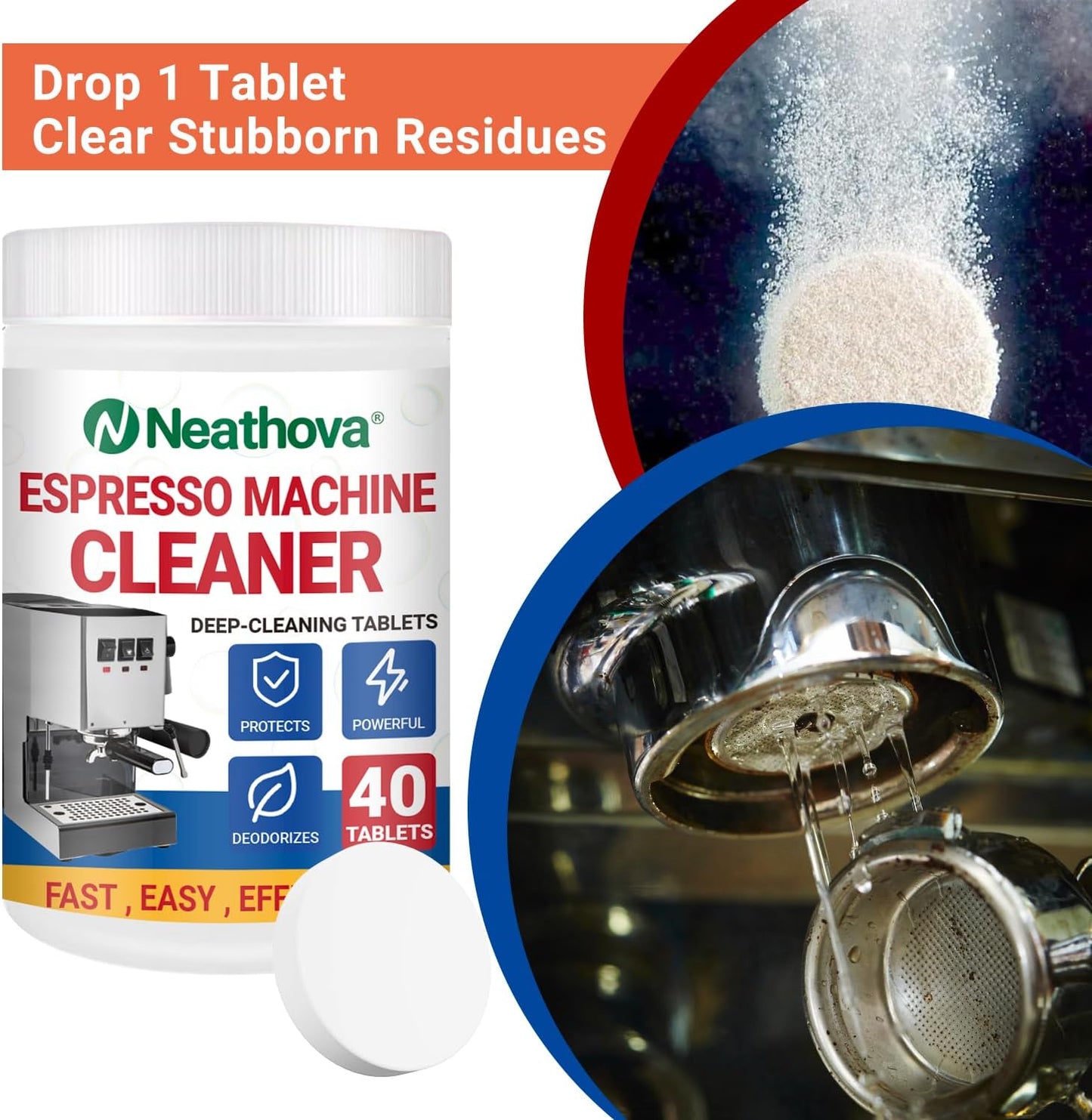 Coffee Machine Cleaner Descaler Tablets - 40 Count, Used for Nespresso, Keurig, Ninja, Delonghi, Miele, Coffee Maker Pot Descaling & Cleaning Tabs, Descale Drip Coffe And Espresso Machines