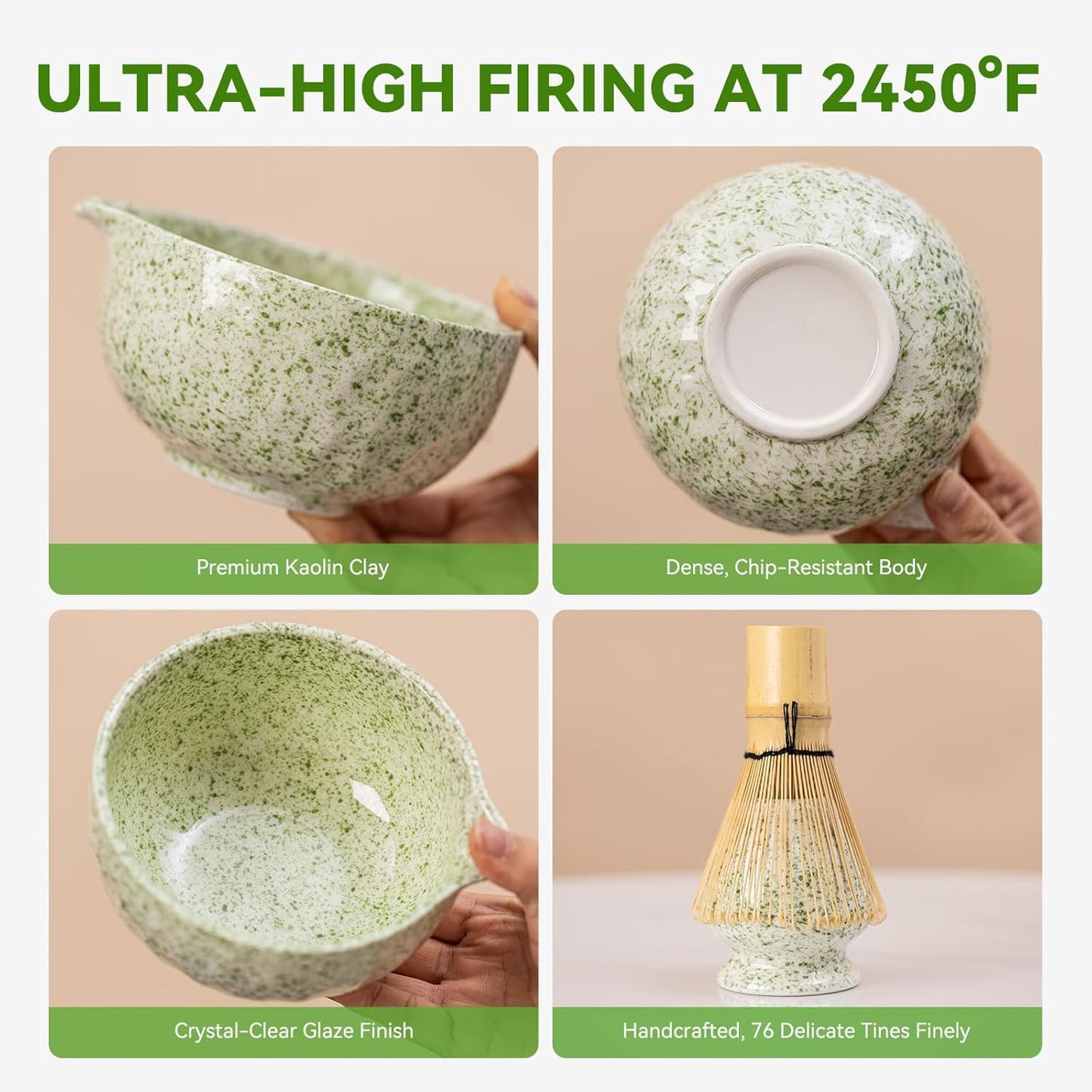 Japanese Matcha Whisk Set,Ceramic Matcha Set Includes Bowl with Spout,Matcha Sifter, Bamboo Whisk and Holder for Matchas Tea,2 Bamboo Scoop, Scoop Rest,Tea Towel -8 Pcs Kit Gift for Matcha Lovers