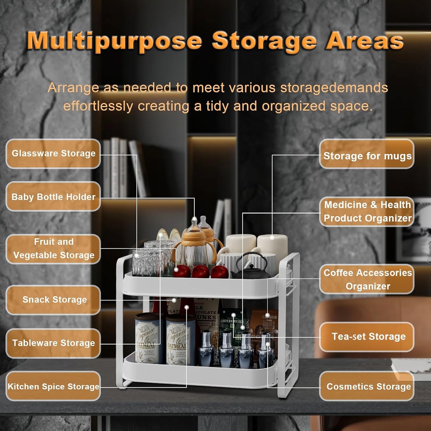 2-Tier Cup Drying Rack & Coffee Bar Accessories with Drying Tray, Coffe Mug Holder Rack for Countertop - Baby Bottle Organizer, Sippy Cup Storage, Tea holder & Glass Cup Organizer