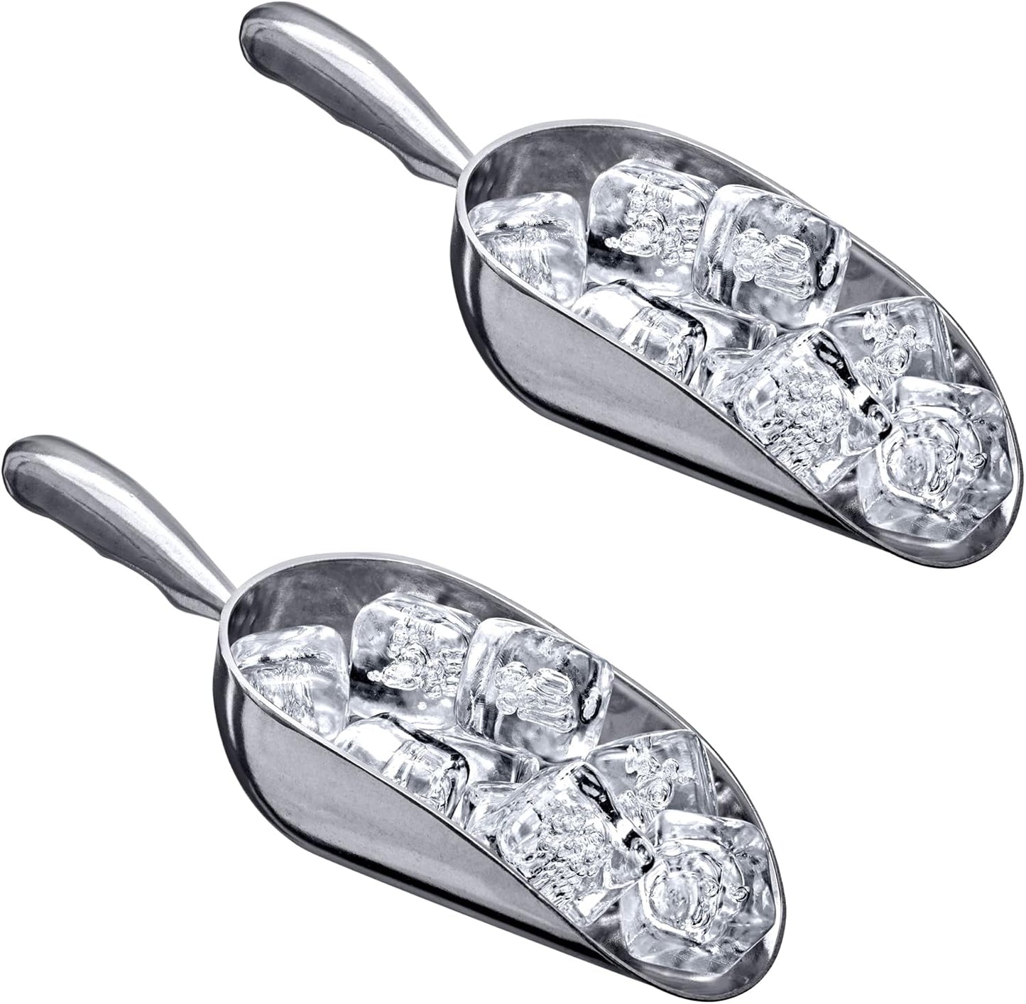 Amazing Abby - Elsa - 12-Ounce Aluminum Ice Scoops (Set of 2), Cast Aluminum Utility Scoops, Food-Grade, Good for Home and Commercial Use, NOT Dishwasher-Safe, Hand-Wash Recommended