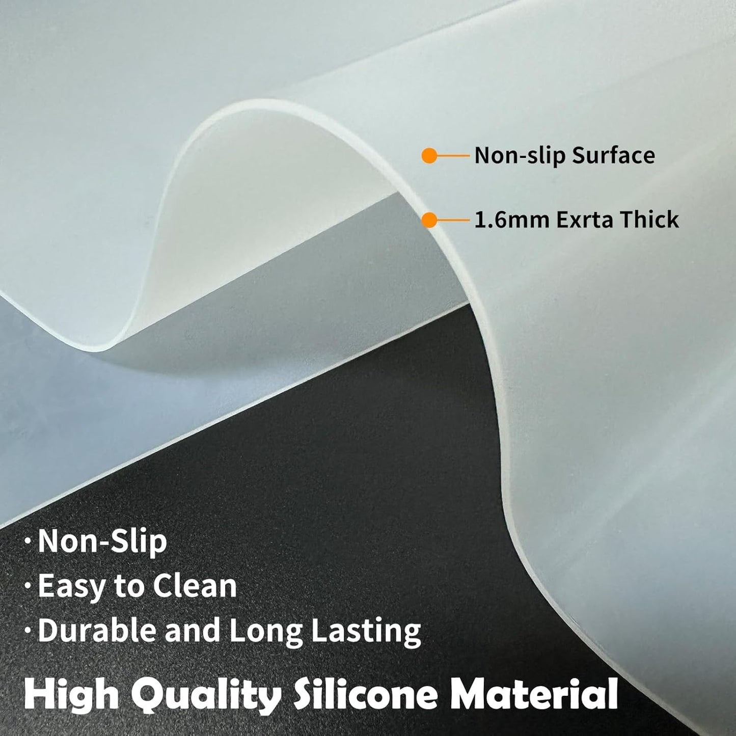 Silicone Mats for Kitchen Counter, 78.7''x 23.6'' (200cmx60cm) Largest Heat Resistant Counter Mat Kitchen Island Waterproof Thicken Non-slip Countertop Protector Mat, Dark Gray