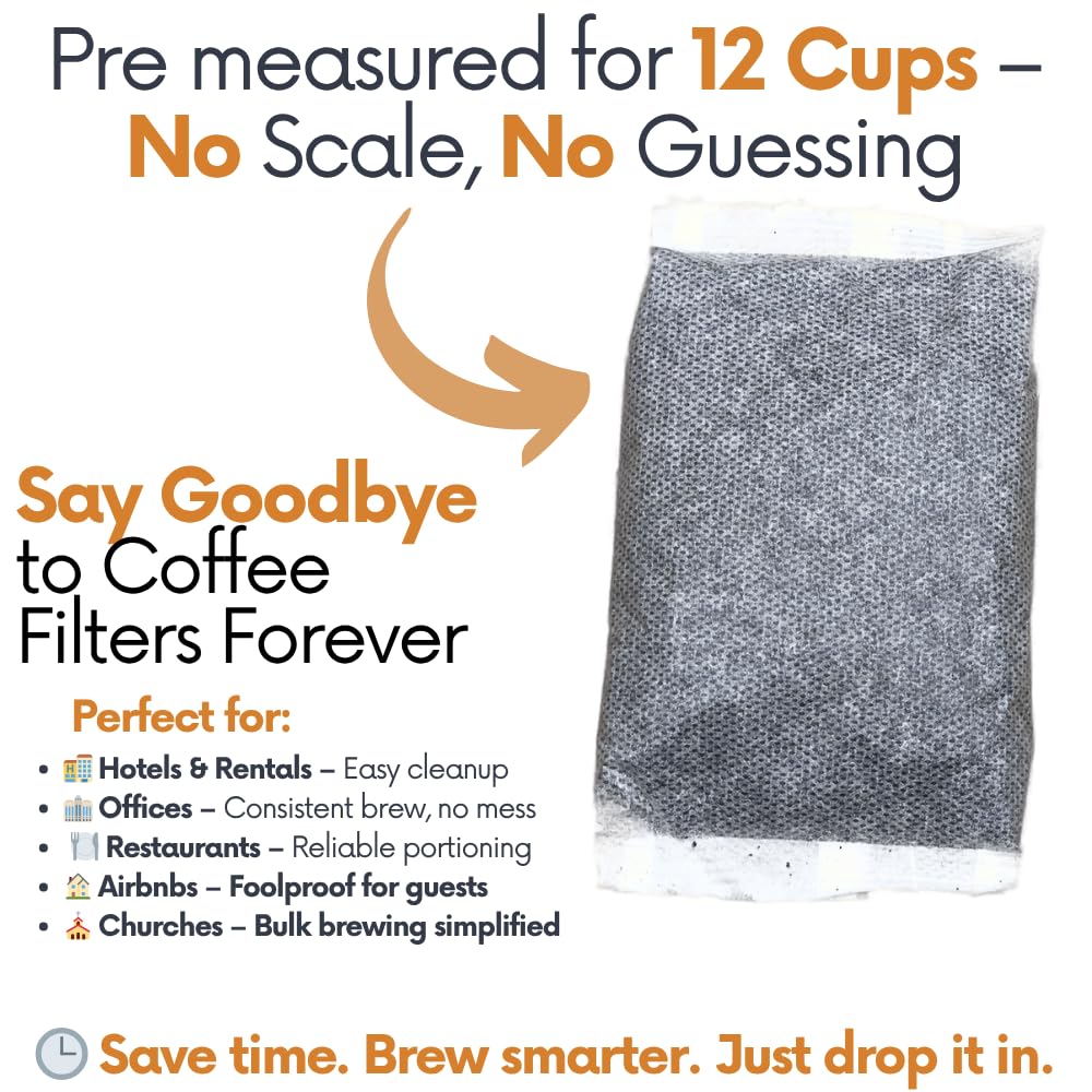 Ground Flavored Coffee In Filter Packs | Medium Roast Low Acid Mold Free Pouches | Bulk Packets | Roasted Butter Pecan Crunch | Gourmet Individual Premeasured Coffee Bags for 10-12 Cup Drip Maker