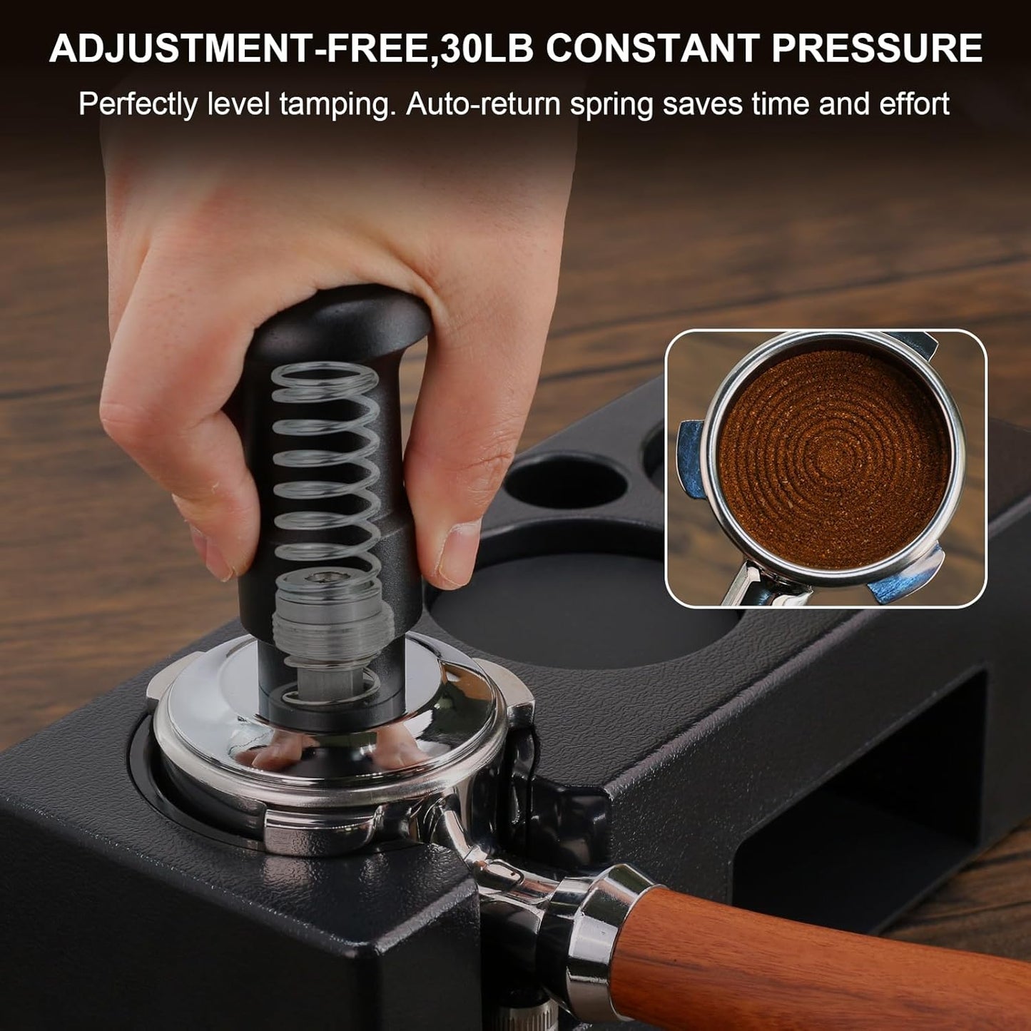 54mm Espresso Tamper Set, 5-IN-1 Espresso Accessories Kit with Coffee Tamper, WDT Tool, Dosing Funnel, Non-slip Mat and Cleaning Brush