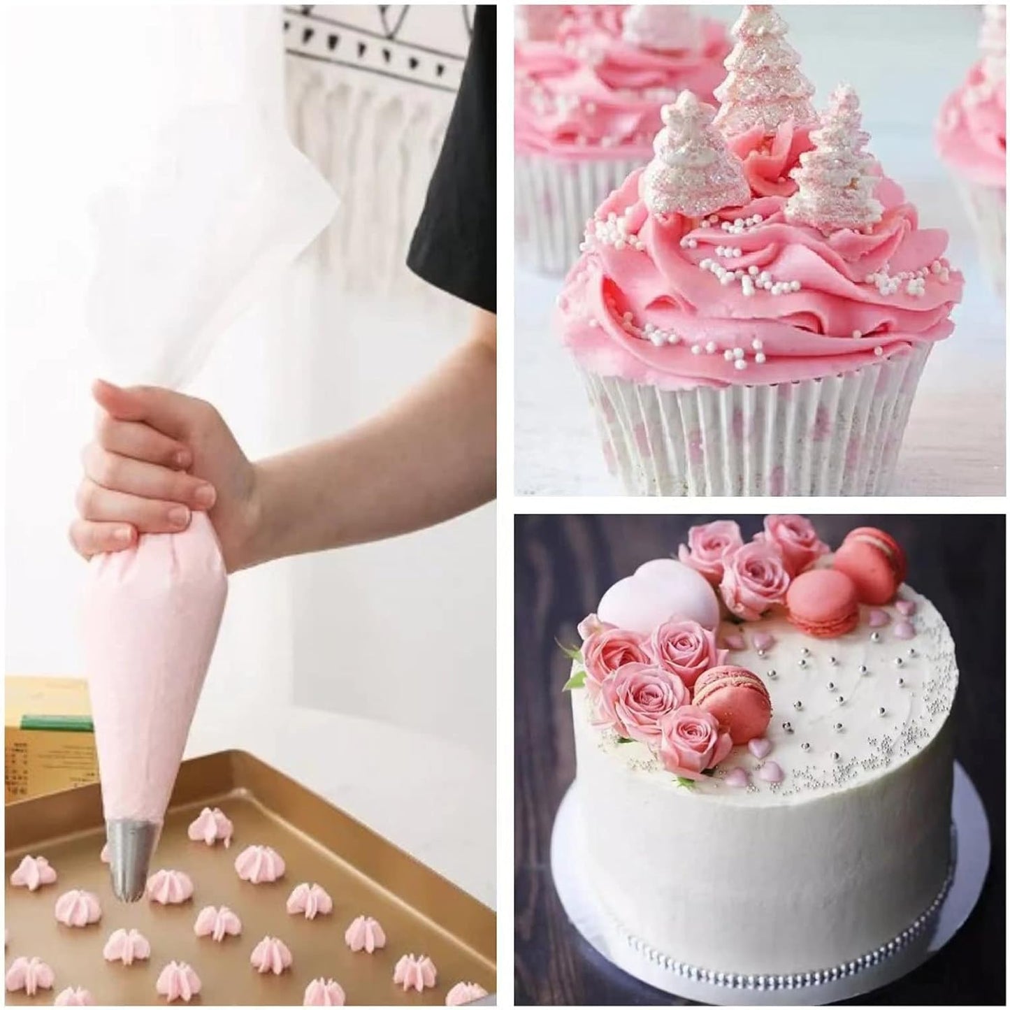 20 Inch icing bags Disposable, Large Pastry Bags Disposable Cake Decorating Bag 100 Count, Thick Plastic Non-Slip Anti-Burst Cake Bags for Frosting Decorating Cake Cupcake Cookie, Easy to Squeeze