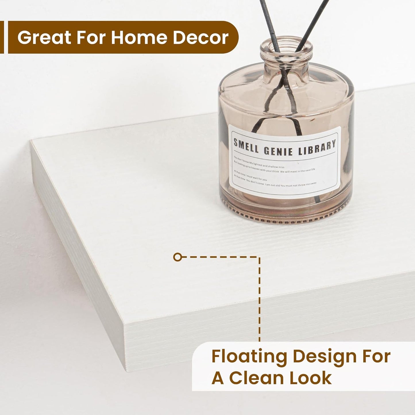 Fun Memories 55 Inch Fireplace Mantel Shelf -Long Floating Shelves, Deep Wall Mounted Farmhouse Display Shelves with Invisible Heavy Duty Metal Bracket, White, 2 Pack