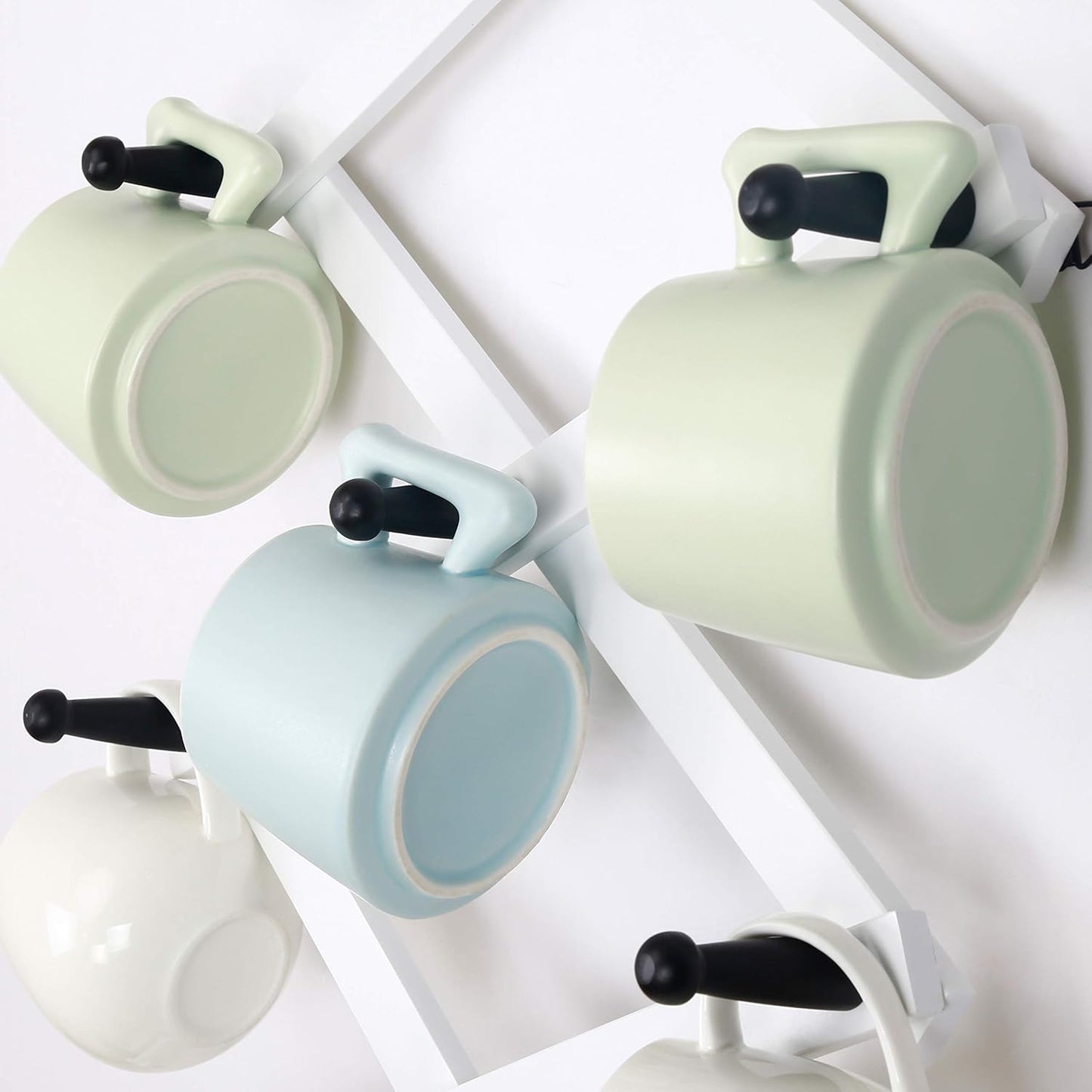 Dseap Accordian Wall Hanger: 16” High Wooden Wall Expandable Coat Rack, Hat Rack Holder, Accordion Hook for Baseball Caps, Coats, Mugs, 14 Peg Hooks, White & Black