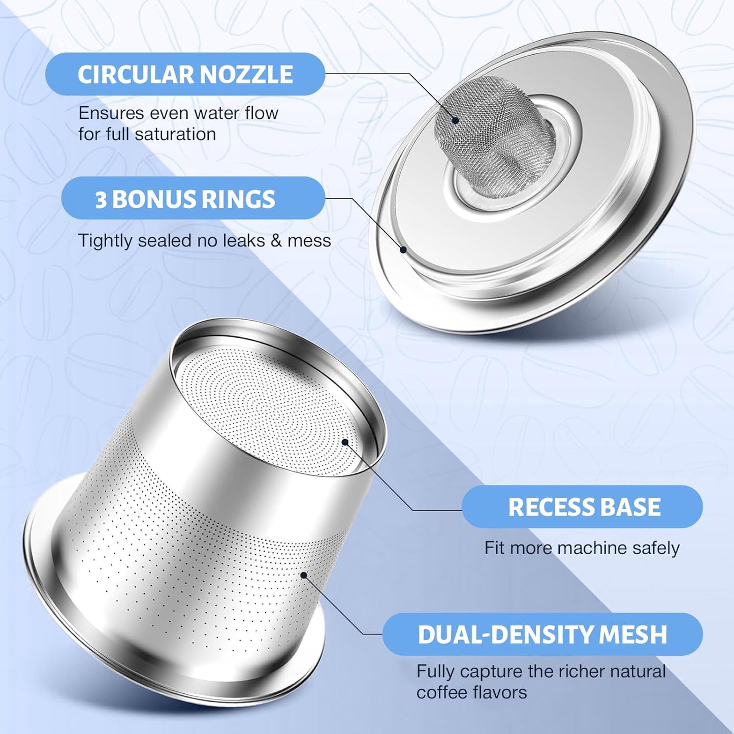 2 Pack Reusable Stainless Steel Coffee Pod for Keurig 1.0 – 2 Pack Refillable K Cup Filters, Eco-Friendly Permanent Coffee Pods, BPA-Free Universal Fit