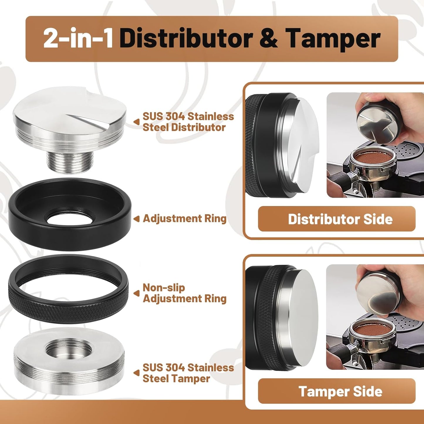 51mm Espresso Tools – Coffee Distributor and Tamper Leveler, WDT Tool, Magnetic Dosing Funnel and Puck Screen with Remover, Espresso Accessories Kit Fits 51mm Portafilters and Espresso Machines